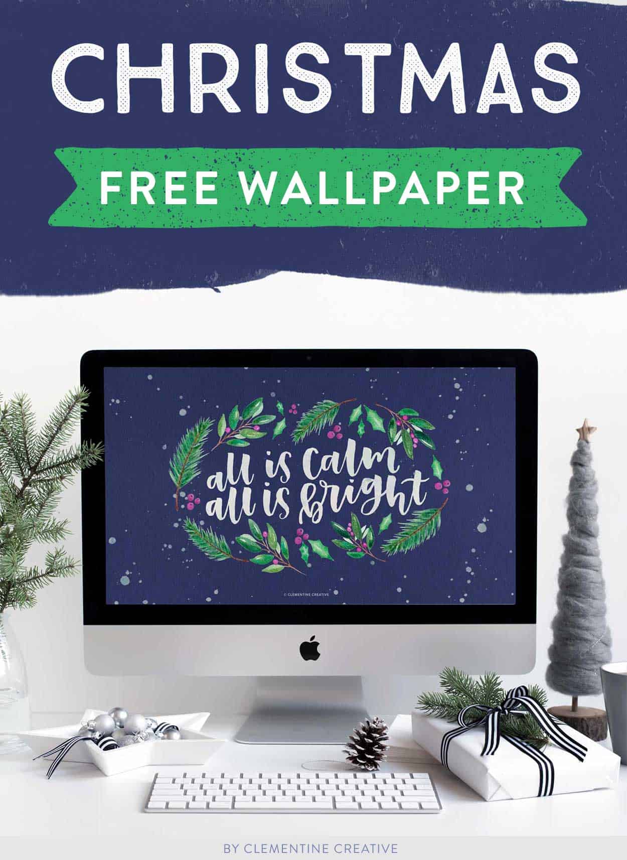 Free Christmas Desktop Wallpaper - Clementine Creative , HD Wallpaper & Backgrounds