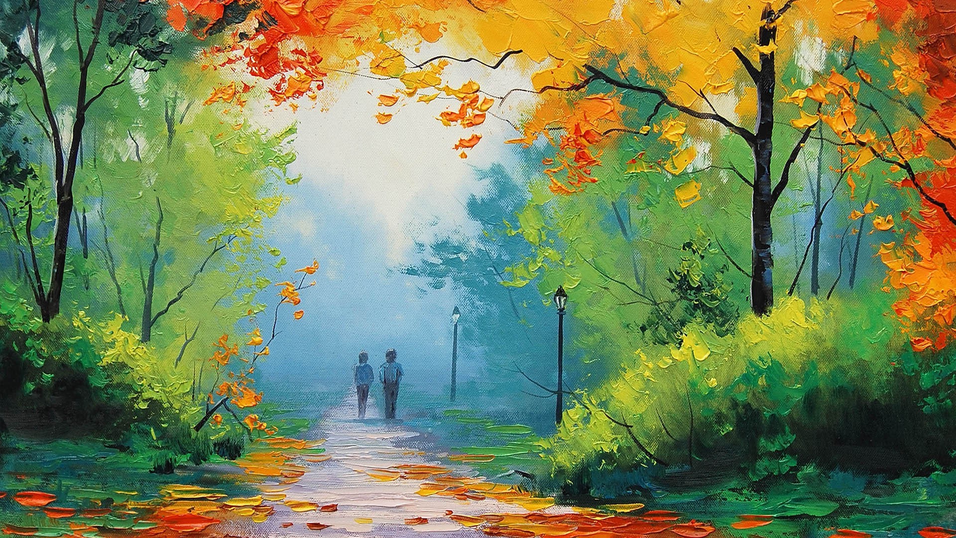 Nature Graham Gercken Painting Fall Path - Beautiful Watercolor Drawing Of Nature , HD Wallpaper & Backgrounds