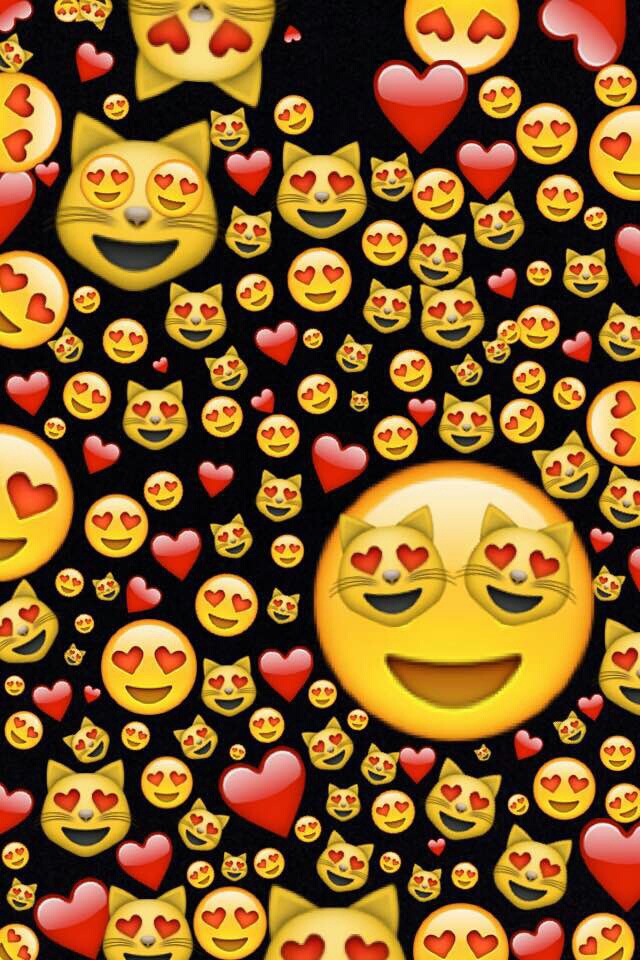 Emoji, Heart, Hearts, Emojis, Heart Eyes, Emoji Wallpaper - Heart Eyes Emoji Black Background , HD Wallpaper & Backgrounds