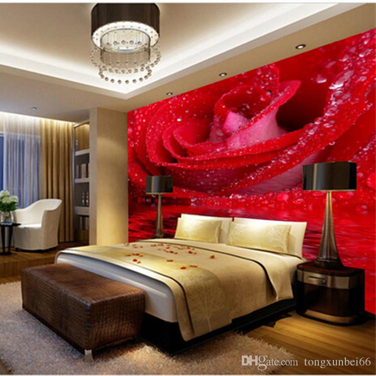 Custom 3d Large Mural Big Red Rose Romantic And Warm - 3d Hd Wallpapers Room , HD Wallpaper & Backgrounds