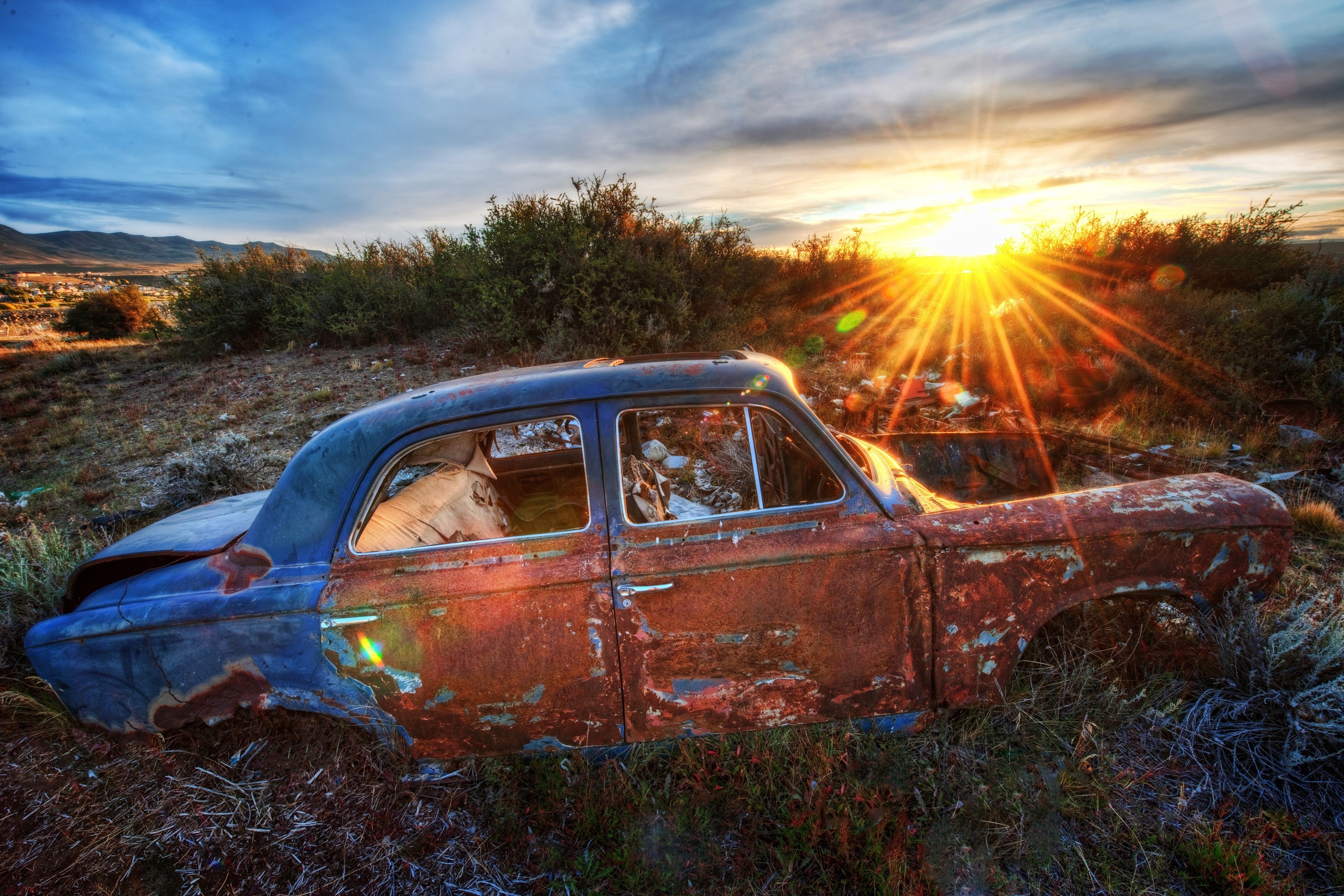 Sunset Old Car Wallpaper - Old Car , HD Wallpaper & Backgrounds