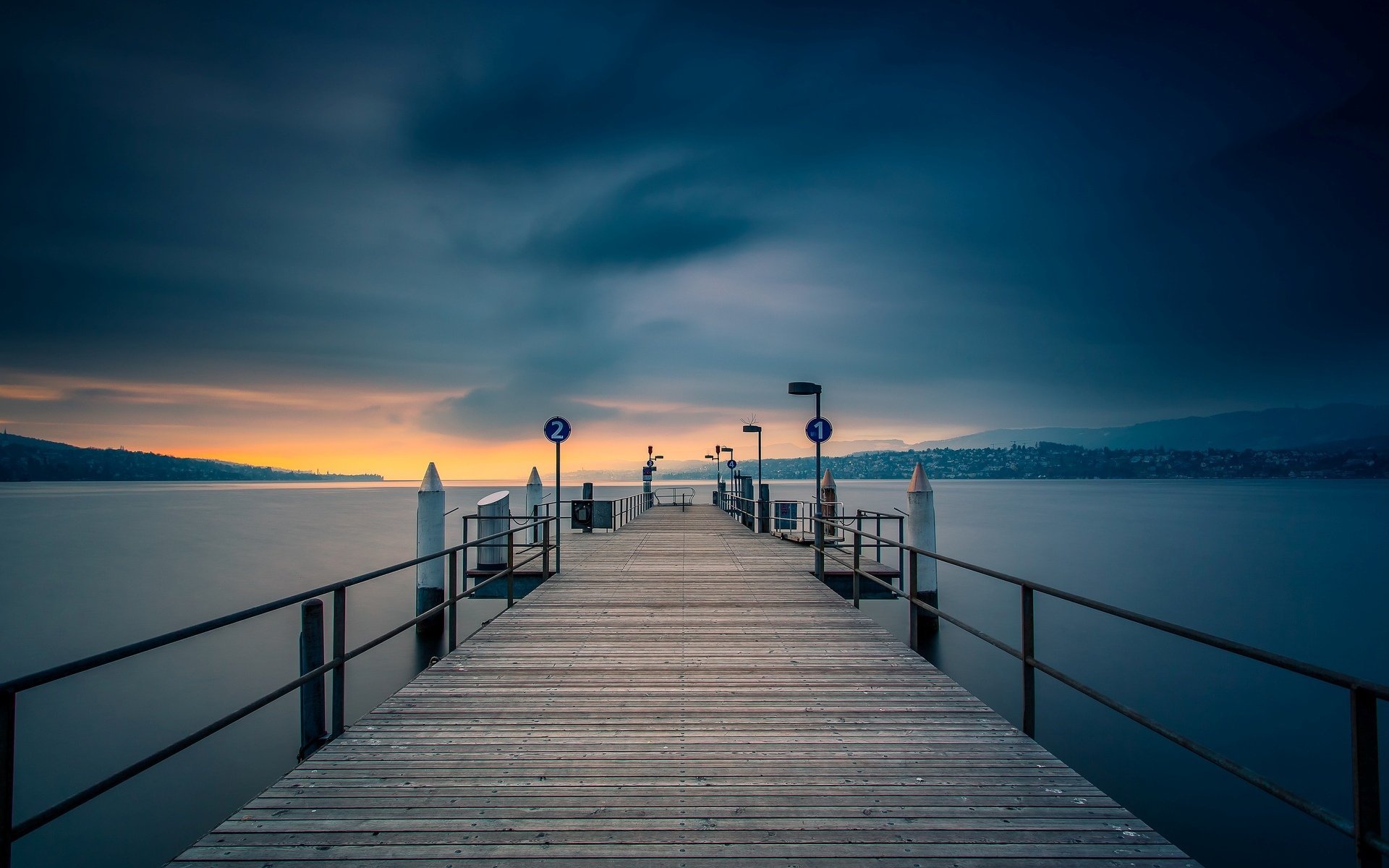 Download Nature Pier Bridge D River Water Sunset Night Beautiful