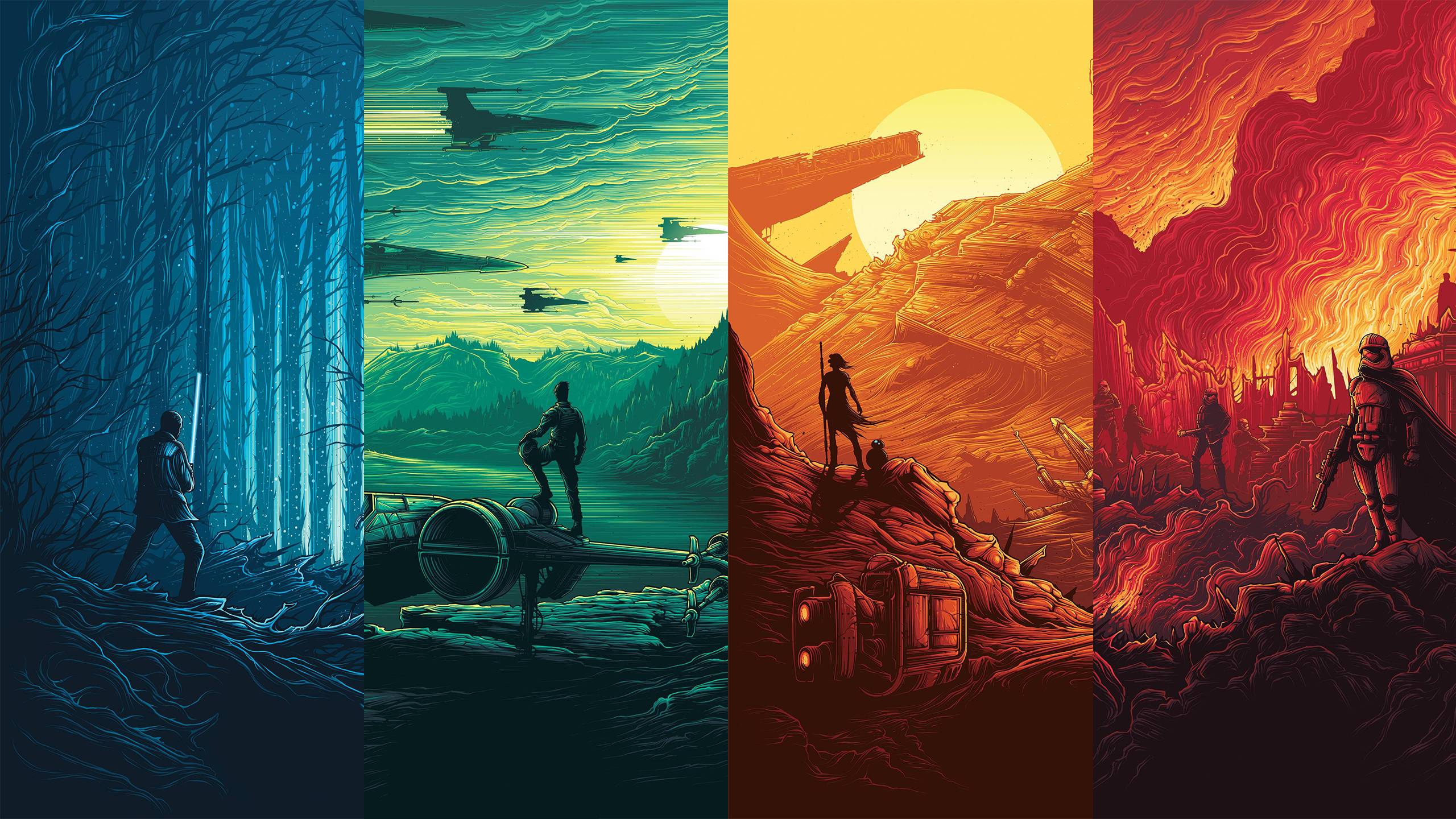 Starwars - Star Wars The Force Awakens Painting , HD Wallpaper & Backgrounds