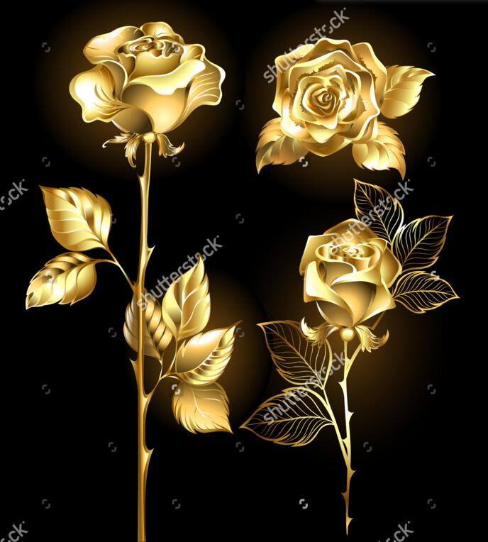 Gold Roses Wallpaper Rose Wallpaper,set Of Gold, Shining - Gold Rose Wallpaper Black , HD Wallpaper & Backgrounds