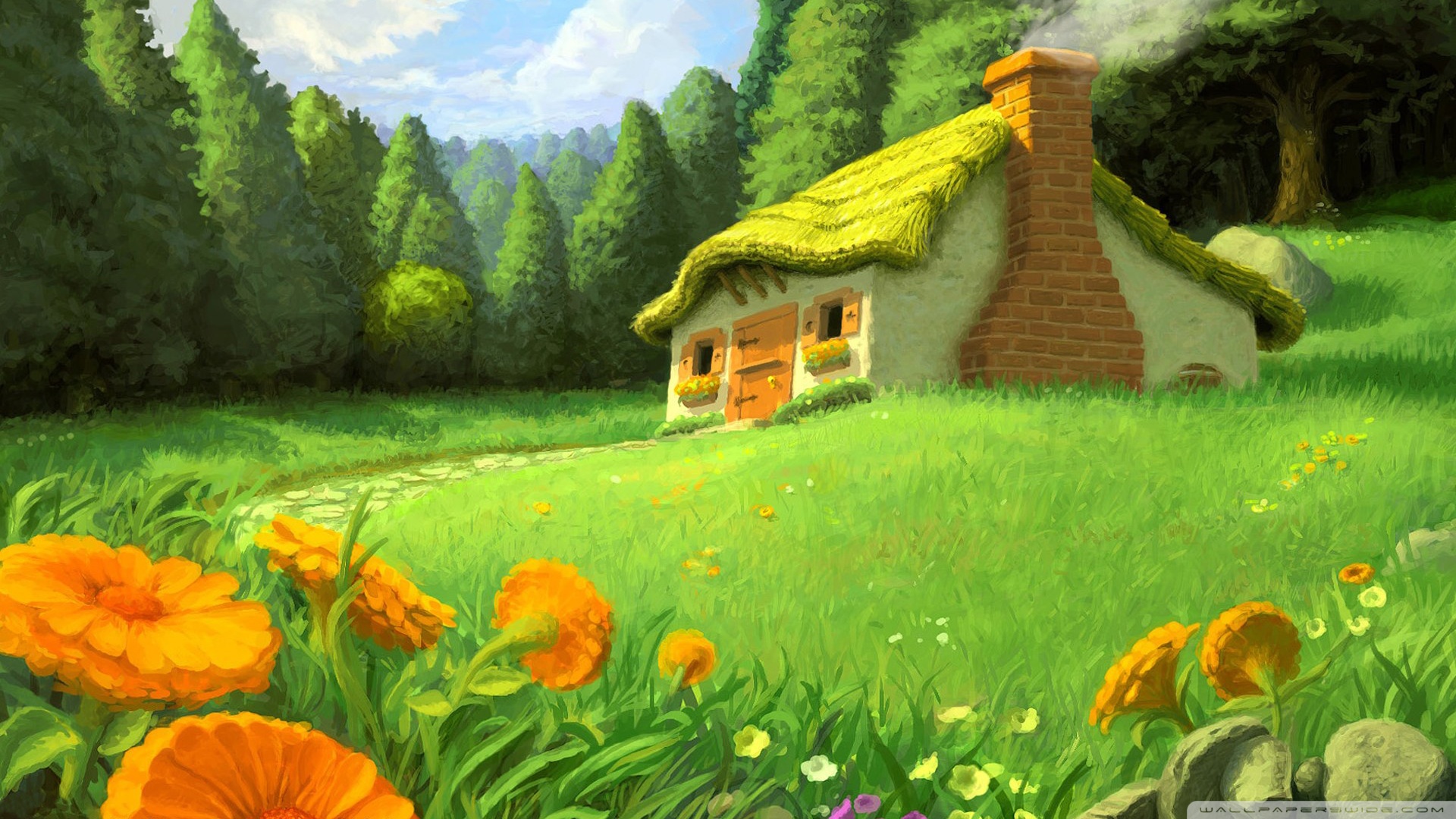 Fantasy Landscape Full Hd Desktop Wallpaper - Fantasy Landscape Cute , HD Wallpaper & Backgrounds