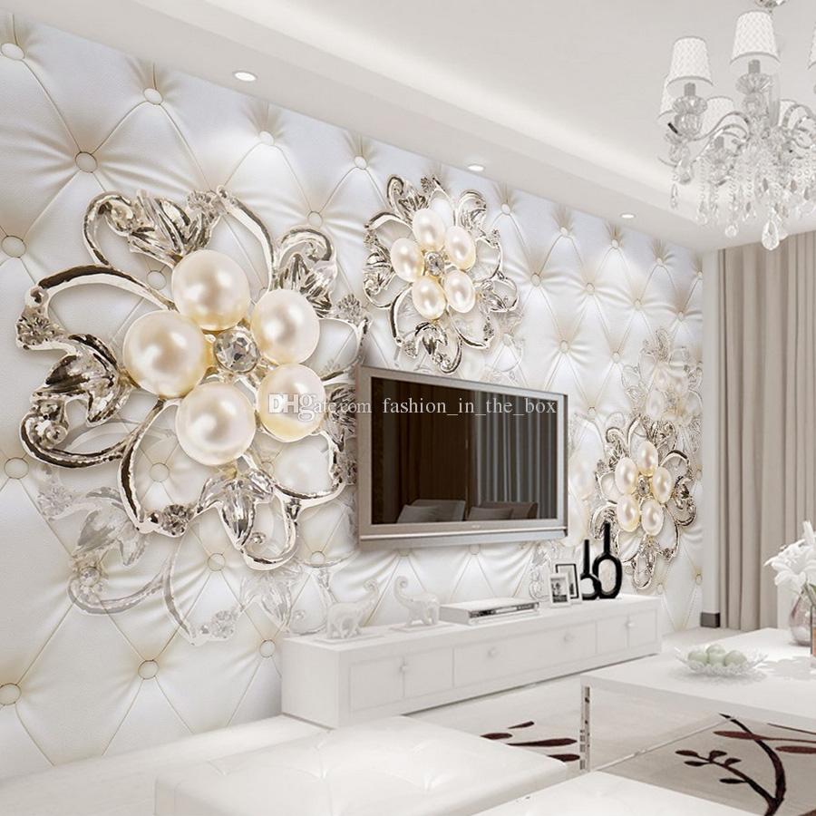 Custom 3d Wallpaper For Walls Crystal Pearl Flowers Dinding