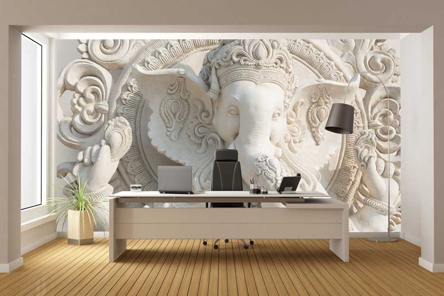 Wallpaper For Home - Ganesha Mural On Wall , HD Wallpaper & Backgrounds
