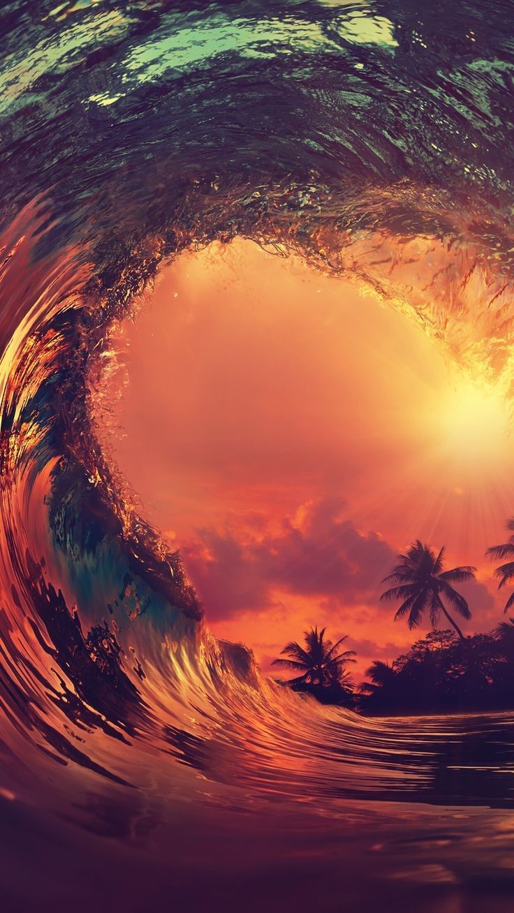 Cool Wallpapers For Home Screen > - Waves And Sunset , HD Wallpaper & Backgrounds