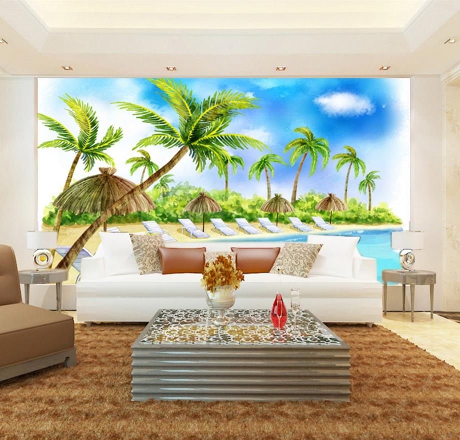 Modern Beach 3d Wallpaper Murals 3d Living Room Wallpaper - Mural , HD Wallpaper & Backgrounds