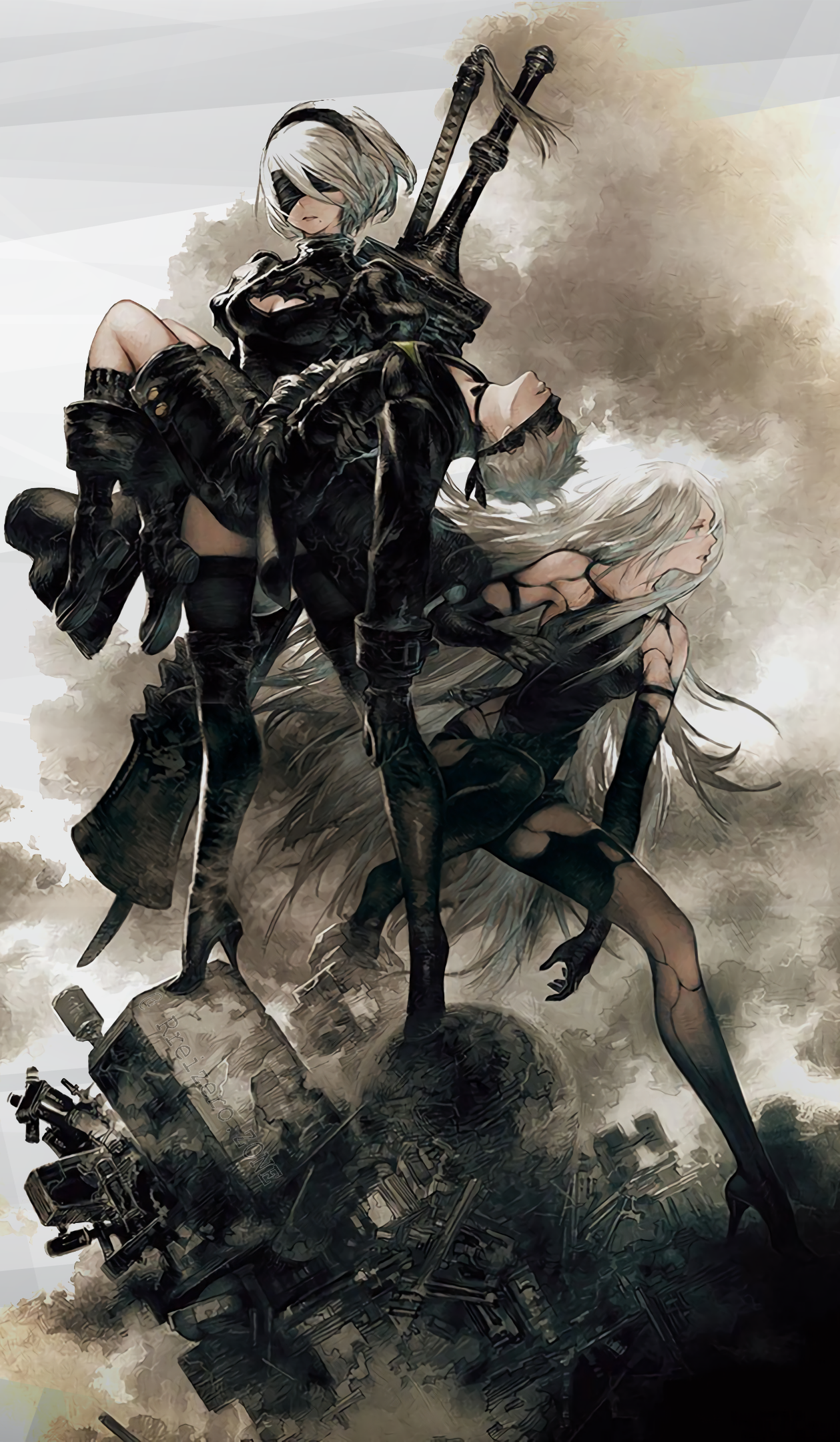 Nier Automata 2b9sa2 Mobile - Nier Automata Official Poster , HD Wallpaper & Backgrounds