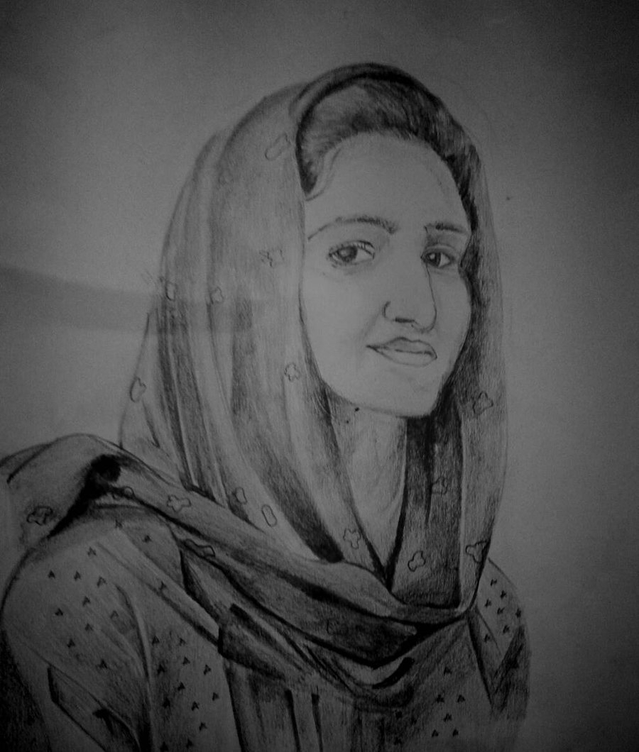 Pencil Sketch Of Muslim Girls Drawing Muslim Girls - Girl Simple Pencil Drawings , HD Wallpaper & Backgrounds