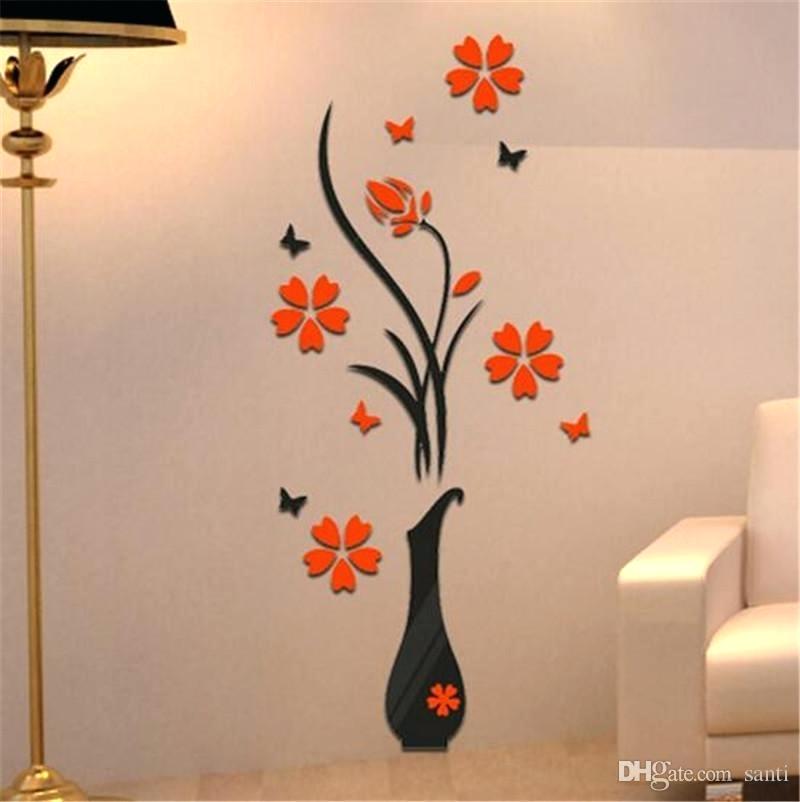 3d Wallpaper Sticker Vase Flower Tree Wall Stickers - Tree Wall Stickers , HD Wallpaper & Backgrounds