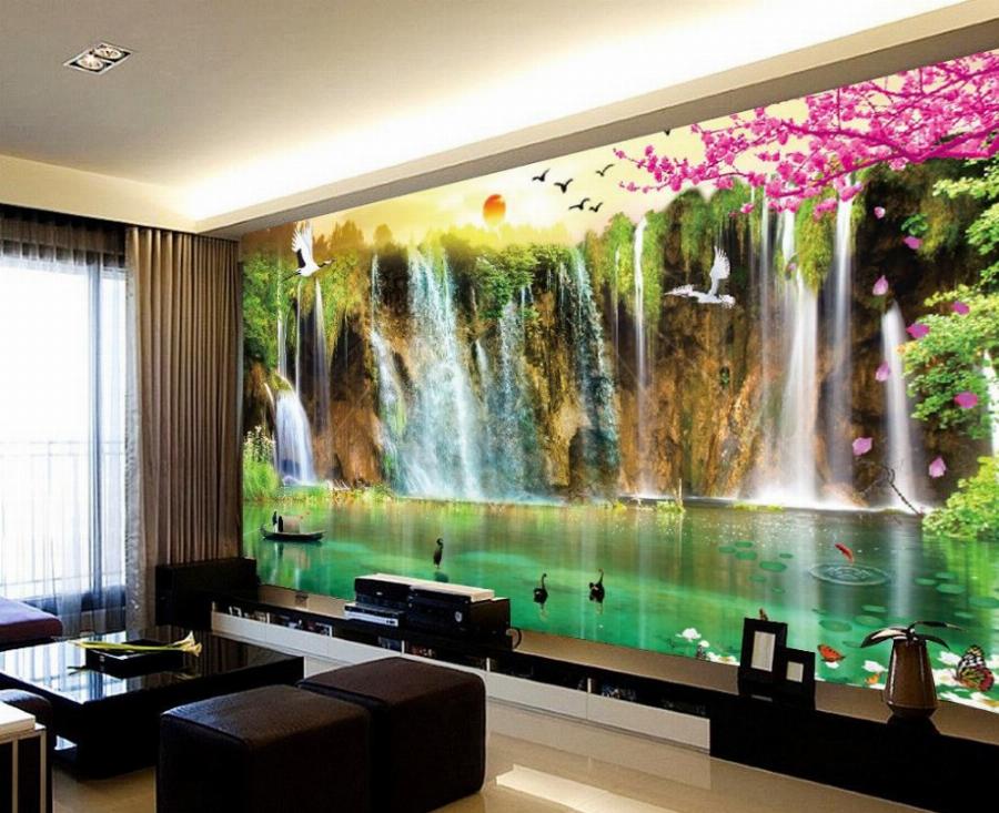 Mural 3d Wallpaper 3d Wall Papers For Tv Backdrop Waterfall - 3d Wallpaper In Home , HD Wallpaper & Backgrounds