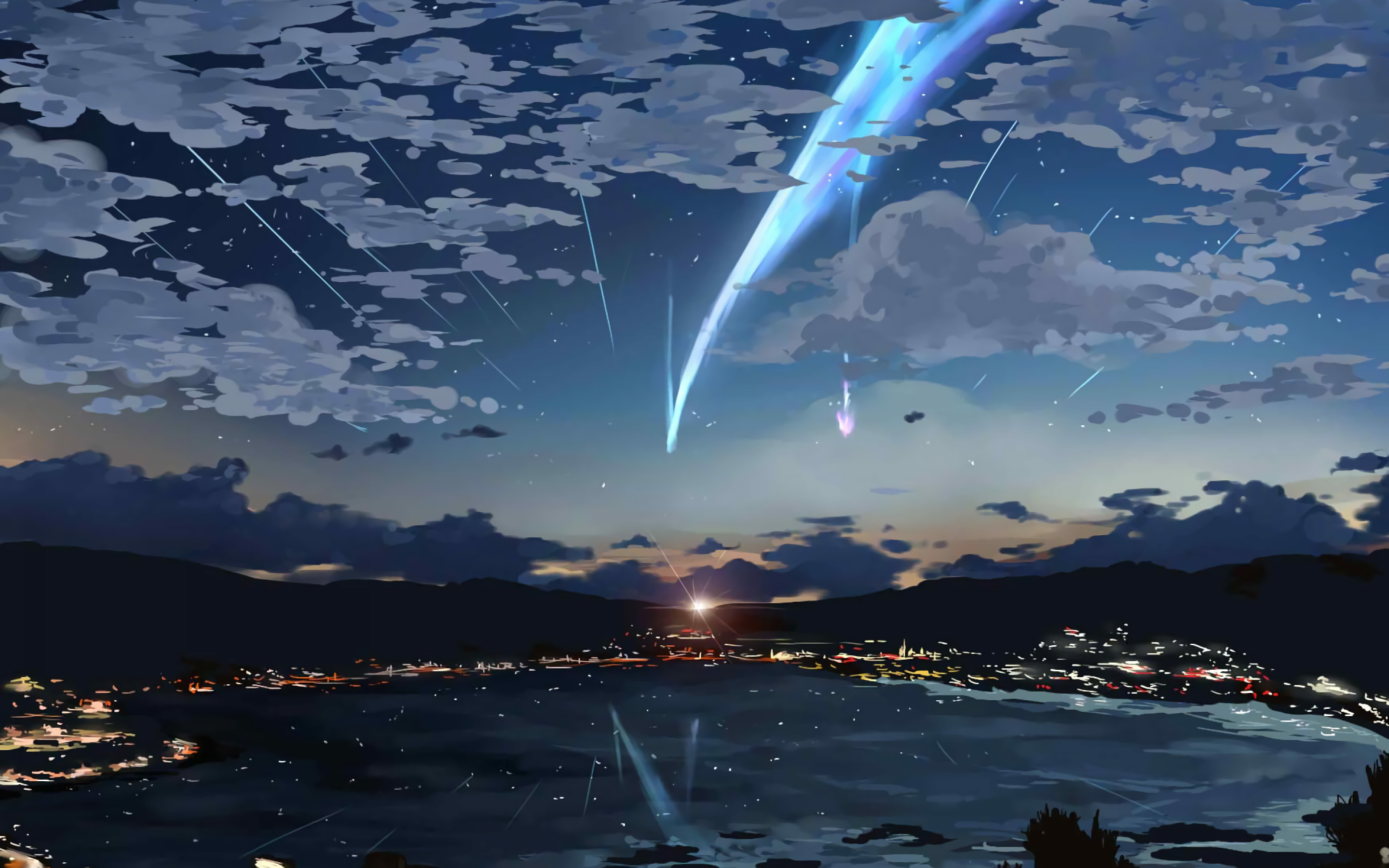 Your Name, Sky, Stars, Kimi No Na Wa, Lights - Your Name Wallpaper Full Hd , HD Wallpaper & Backgrounds