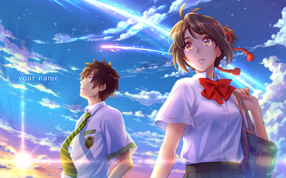 Kimi No Nawa, Scenic, Taki Tachibana, Mitsuha Miyamizu, - Kimi No Na Wa Mitsuha Wallpaper Hd , HD Wallpaper & Backgrounds