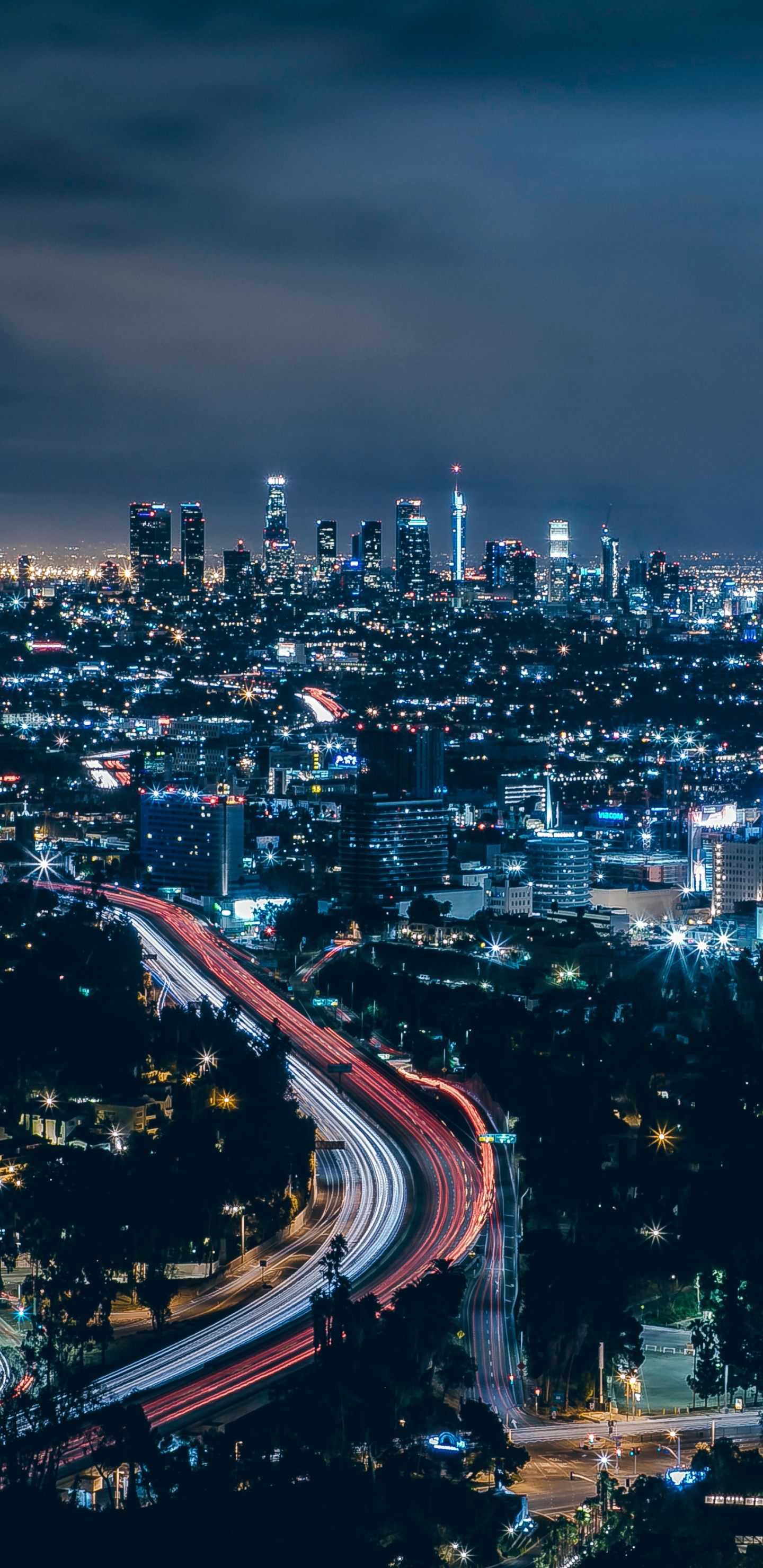 Los Angeles, City, Skyscrapers, Night, Wallpaper - Los Angeles Background Iphone , HD Wallpaper & Backgrounds