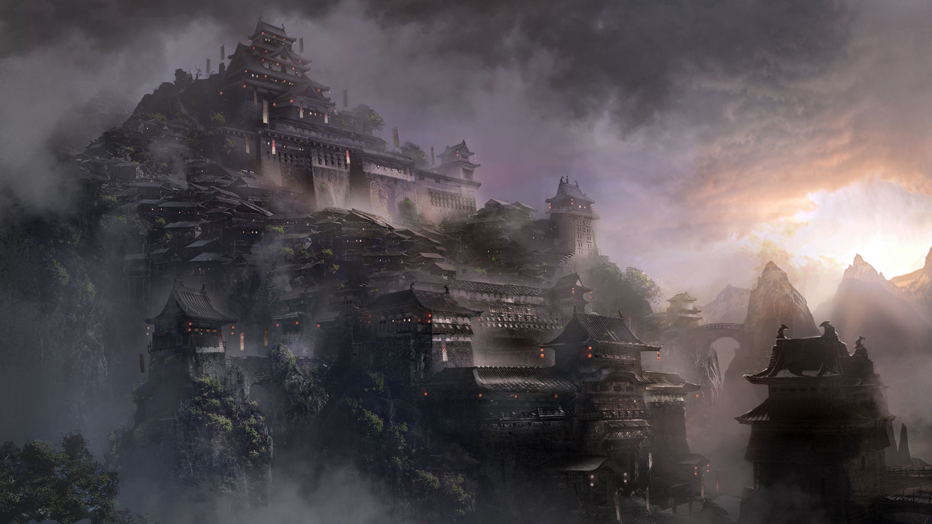 Japanese Stronghold In The Evening Wallpaper From For - Honor Samurai Land , HD Wallpaper & Backgrounds