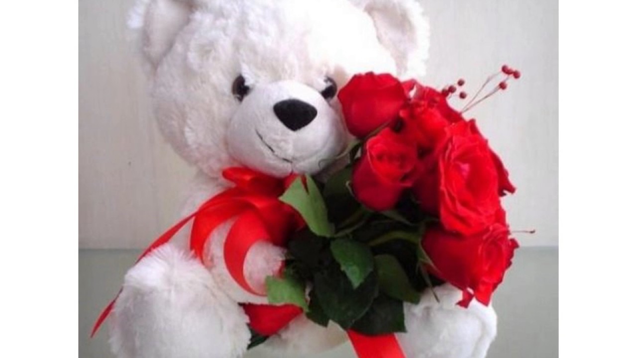 I Love You Messages Images, Flowers, Pictures, Hd, - Toy Bear With Rose , HD Wallpaper & Backgrounds