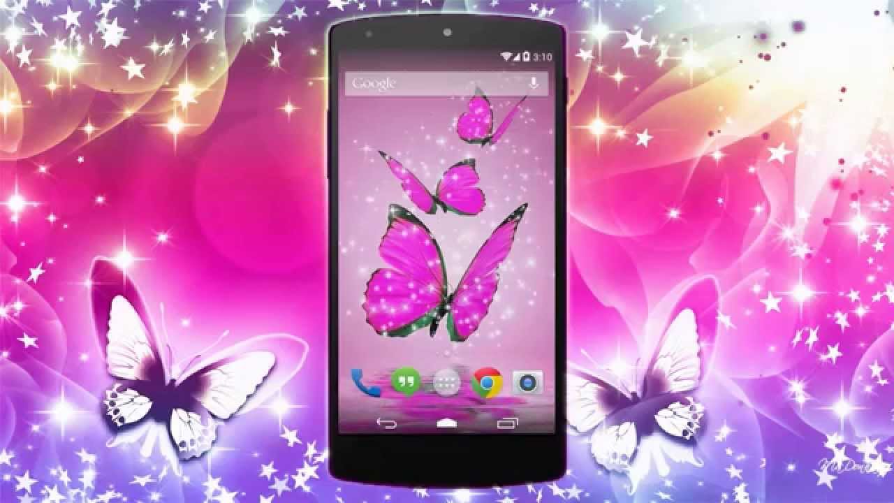 Watch Wallpaper Pink Live New Pink Glitter Live Butterfly - Smartphone , HD Wallpaper & Backgrounds