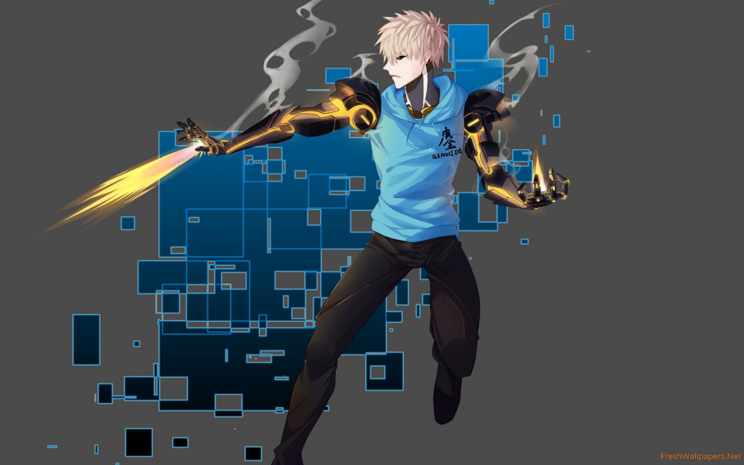 Genos Shooting Fire In One Punch Man Wallpaper One Punch Man