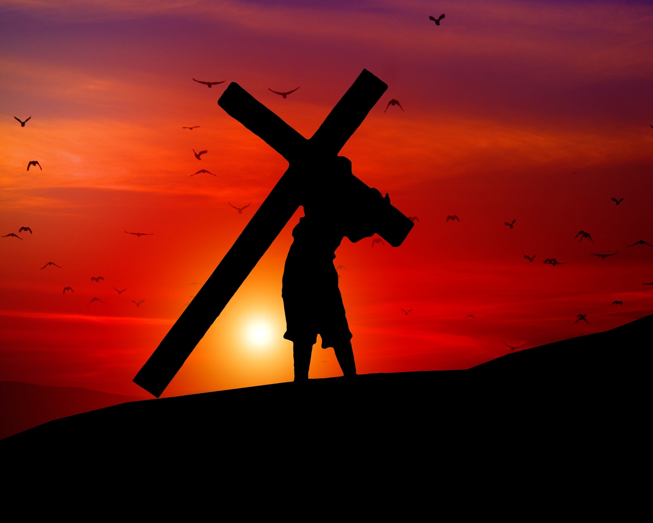 Wallpaper Cross, Silhouette, Faith, Burden - Crucifixion Of Jesus , HD Wallpaper & Backgrounds