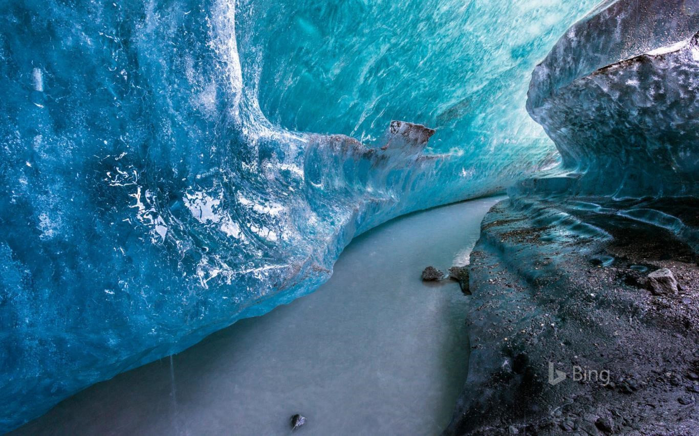 Get The Official Bing In Winter Wallpaper Pack - Ice Tunnel Matanuska Glacier , HD Wallpaper & Backgrounds