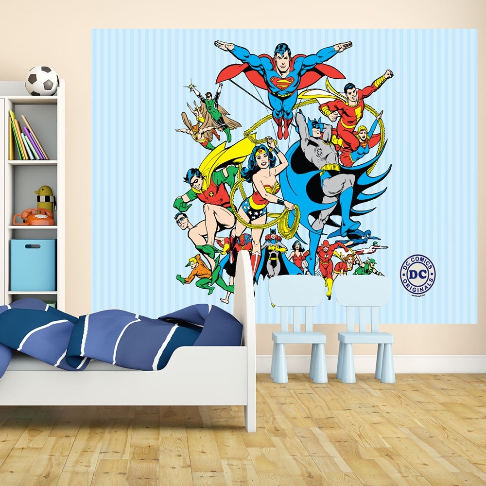 1 Wall Wallpaper Mural Superman Batman Justice League - Marvel Dc Wall Mural , HD Wallpaper & Backgrounds