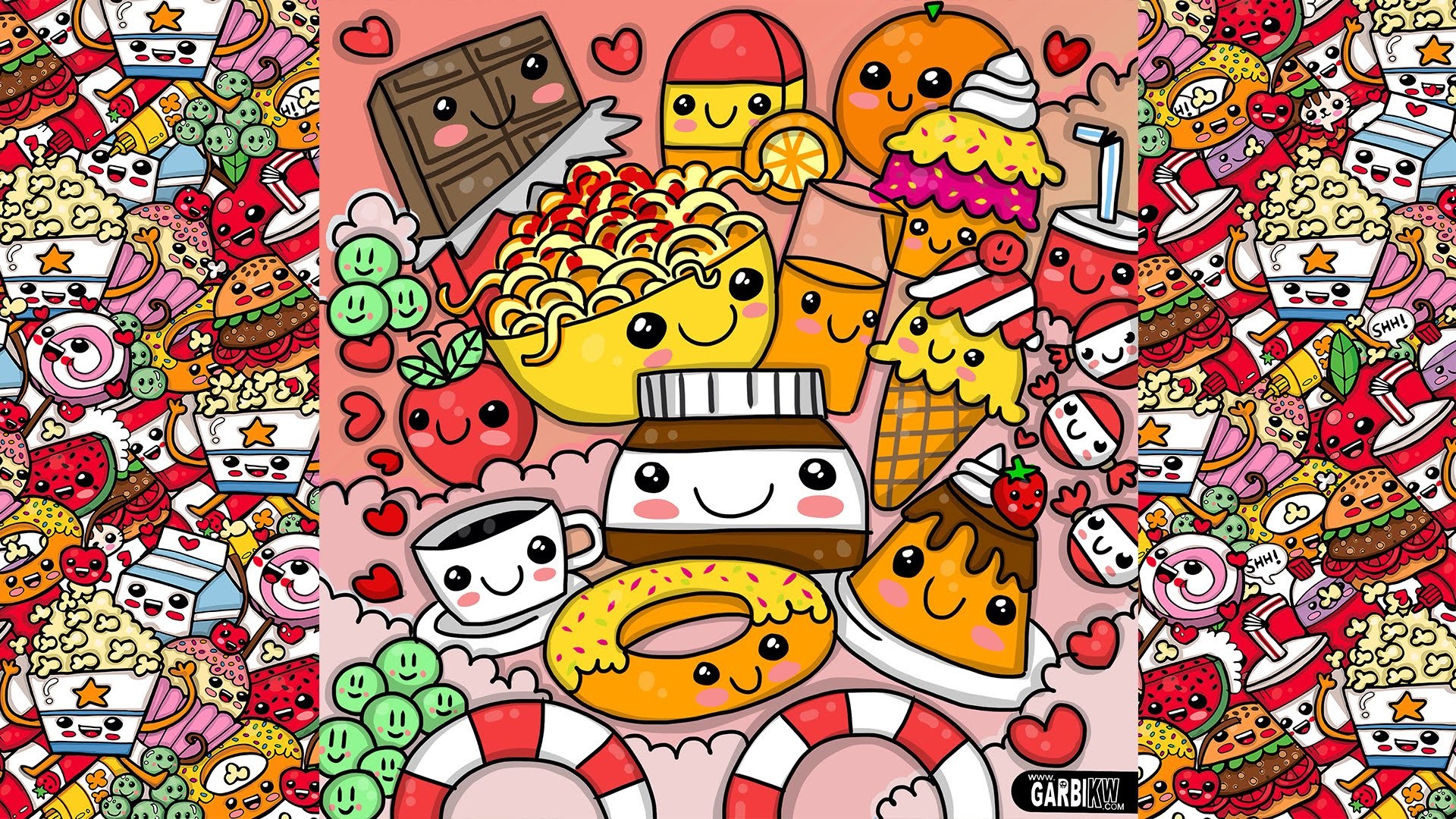 How To Draw Party Kawaii Food By Garbi Kw Â - Junk Food Cute Food , HD Wallpaper & Backgrounds