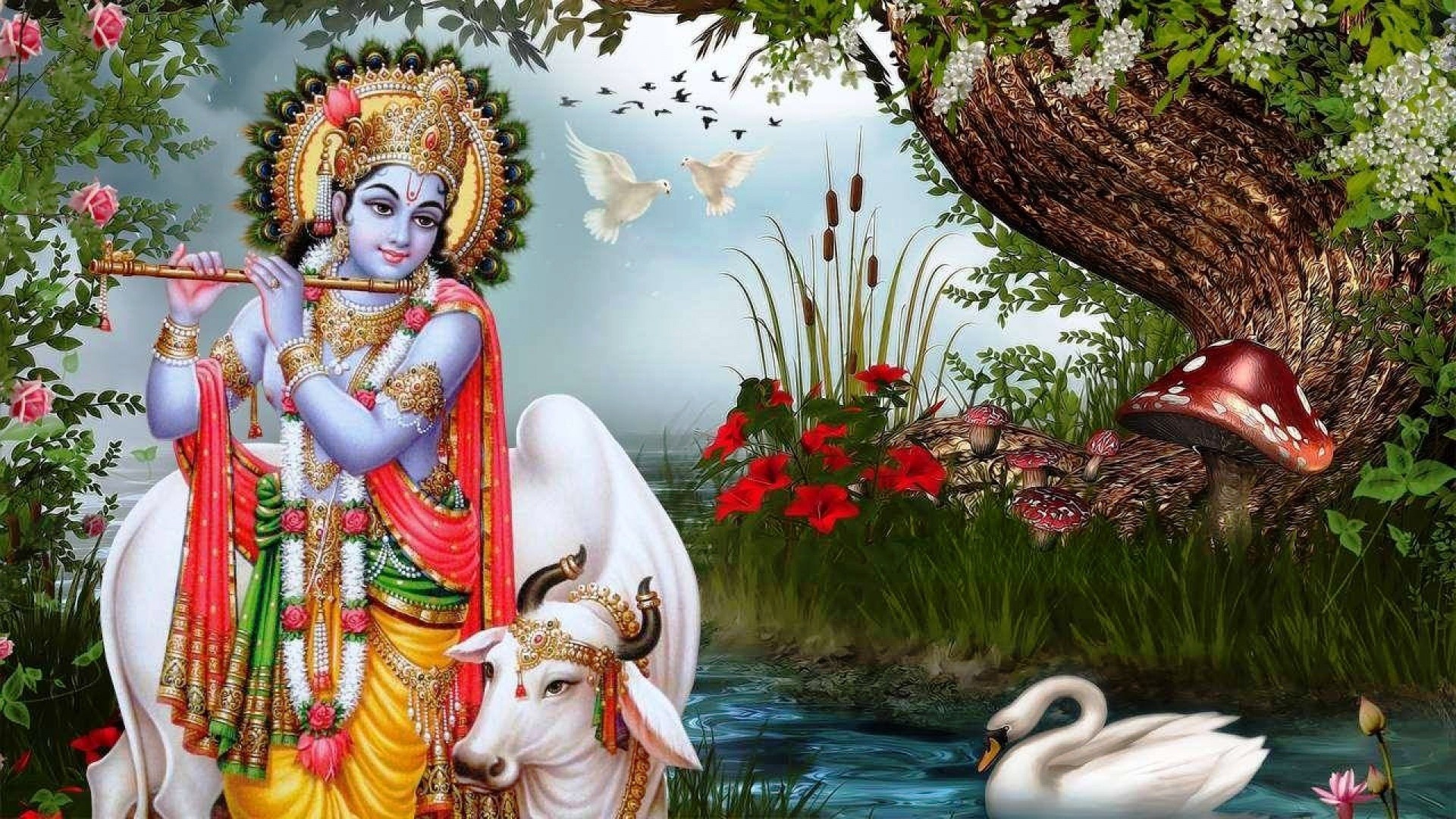 Lord Krishna In Vrindavan , HD Wallpaper & Backgrounds