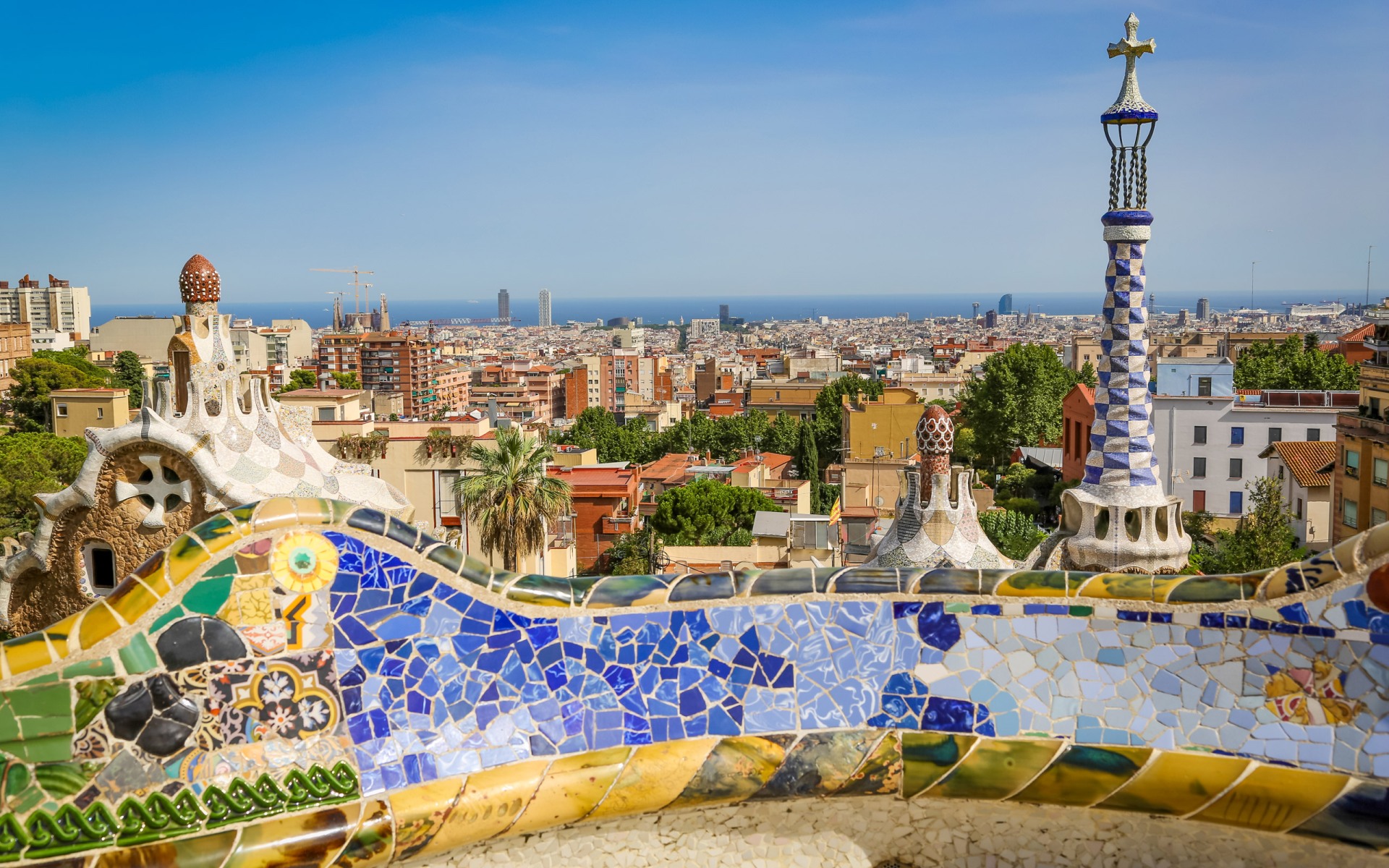 Beautiful Barcelona Skyline From Park Guell - Park Güell , HD Wallpaper & Backgrounds