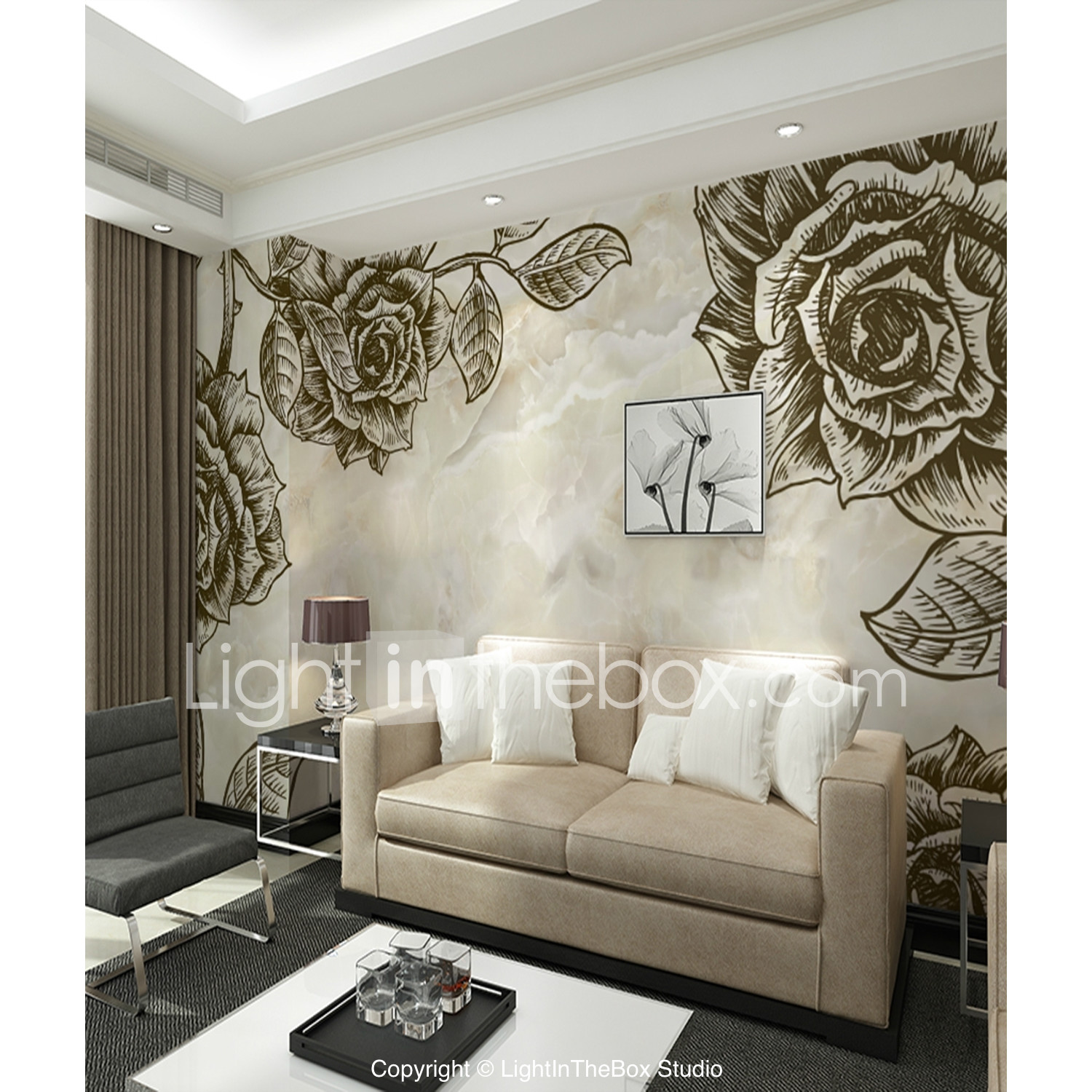 Art Ink Rose Custom 3d Large Wall Covering Mural Wallpaper - Sticker Mural Tropical , HD Wallpaper & Backgrounds