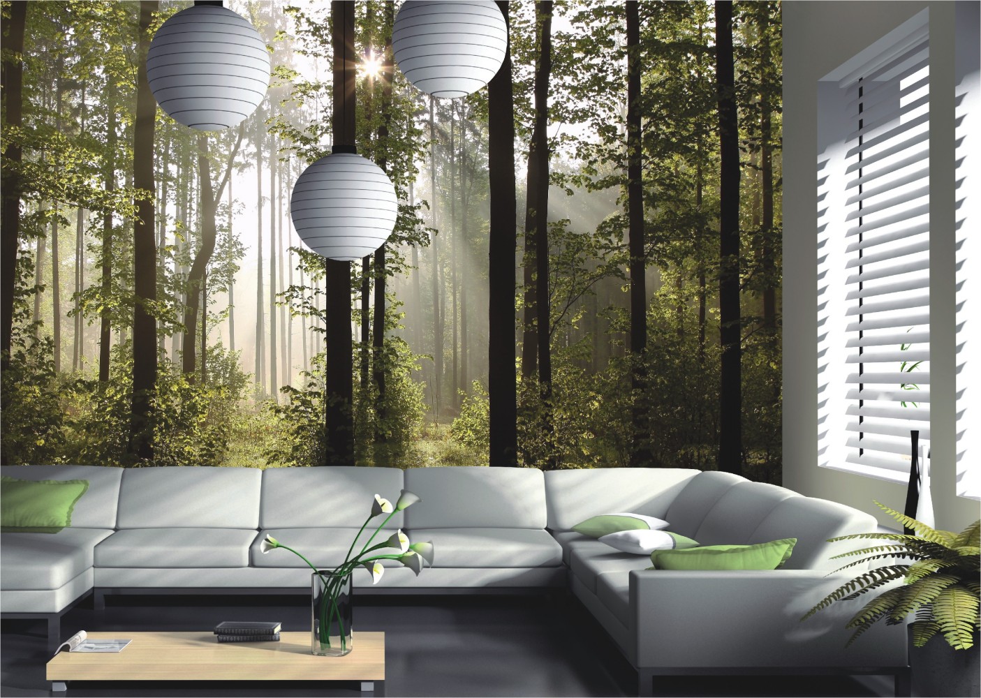 Wall Mural Wallpaper Nature Forest Tree Light Show - Forest In Bedroom , HD Wallpaper & Backgrounds