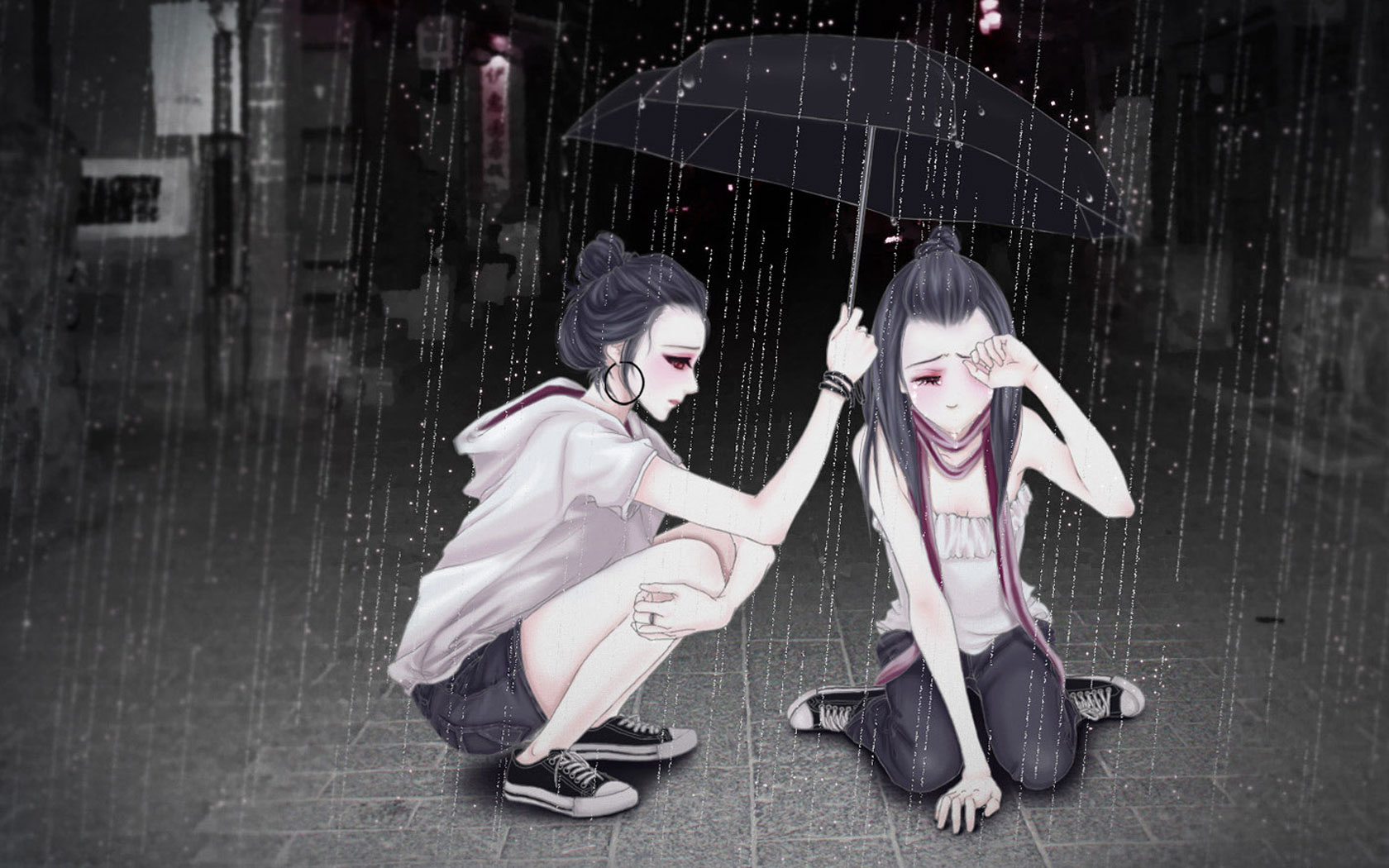 Sad Girl Anime Wallpaper Comics Desktop Background - Background Sad Girl Anime , HD Wallpaper & Backgrounds