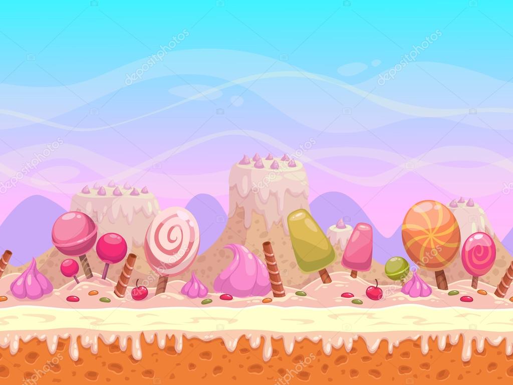 Seamless Vector Landscape Of Candyland Stock Vector - Candyland Background , HD Wallpaper & Backgrounds