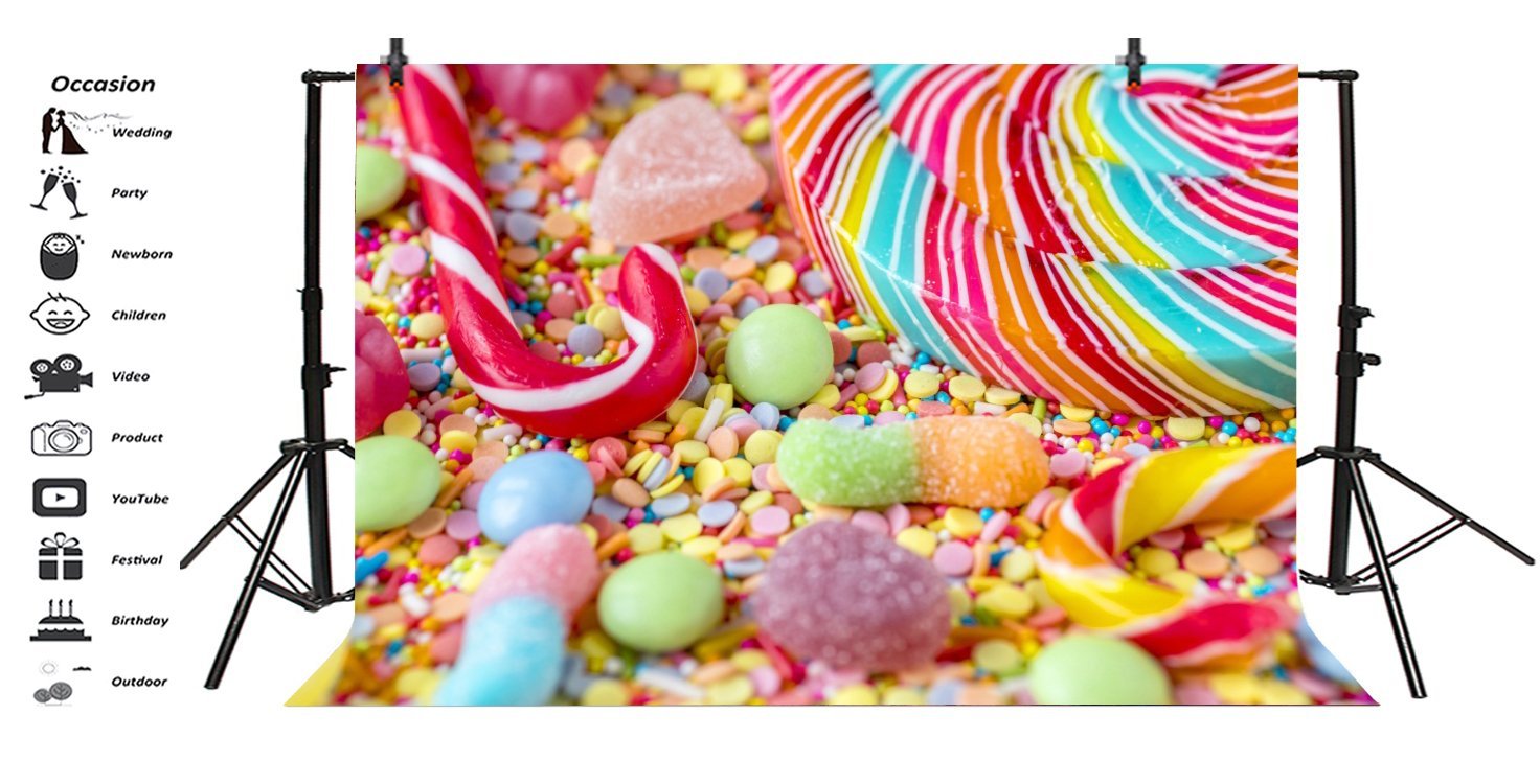 Lfeey 7x5ft Candyland Photo Backdrop Colorful Lollipop - Stick Candy , HD Wallpaper & Backgrounds