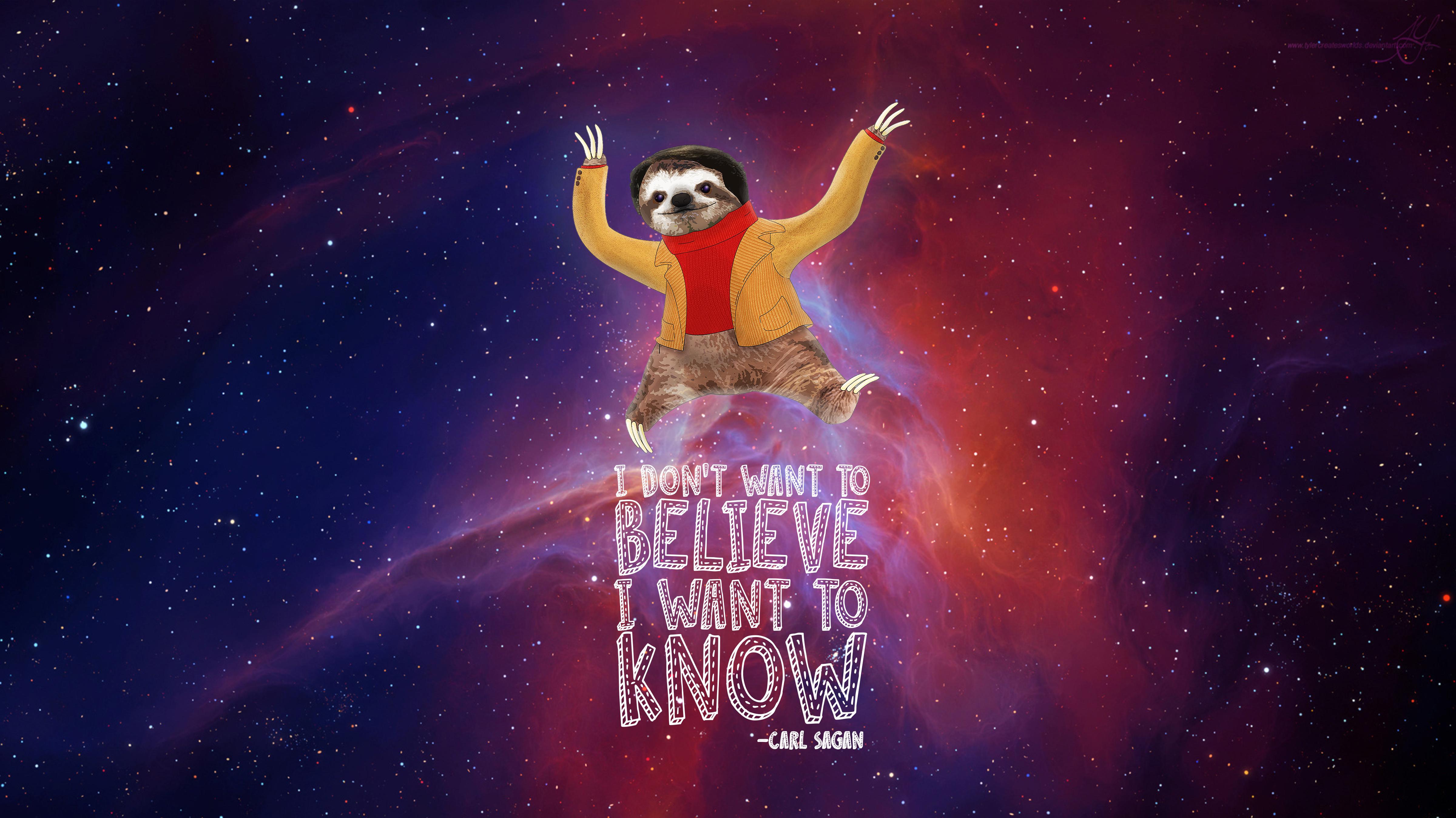 Carl Sagan Sloth [oc] - Carl Sagan Wallpaper Space , HD Wallpaper & Backgrounds