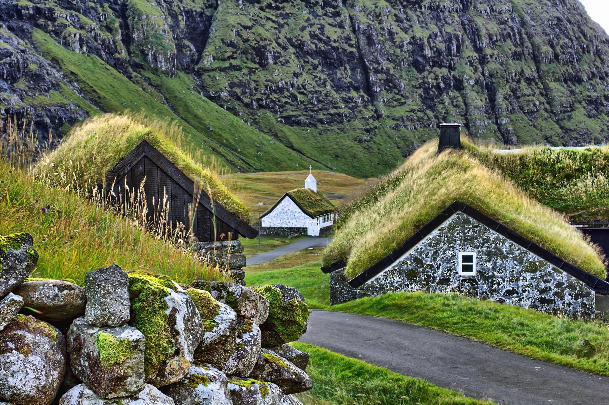 Green Roof Houses Of Faroe Island - Saksun , HD Wallpaper & Backgrounds