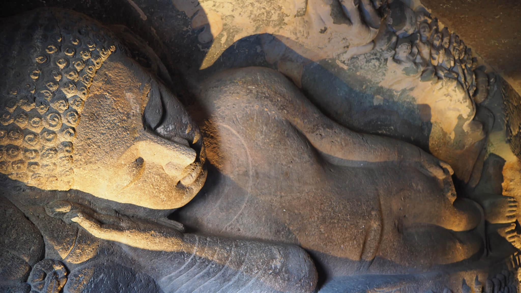 The Reclining Buddha Of Cave - Ajanta Caves , HD Wallpaper & Backgrounds