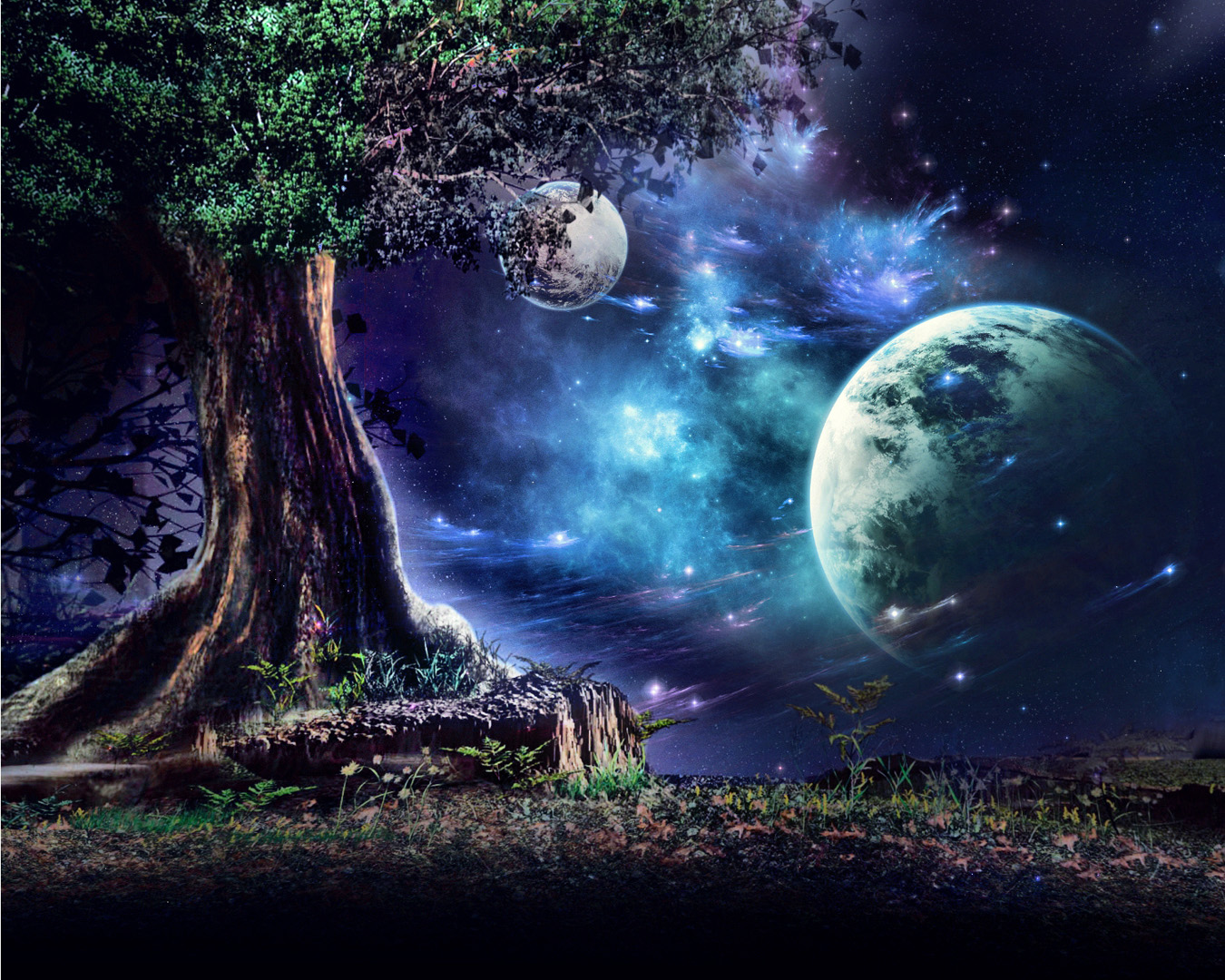 Photo Kagaya Planets Trees - Fantasy Moon World , HD Wallpaper & Backgrounds