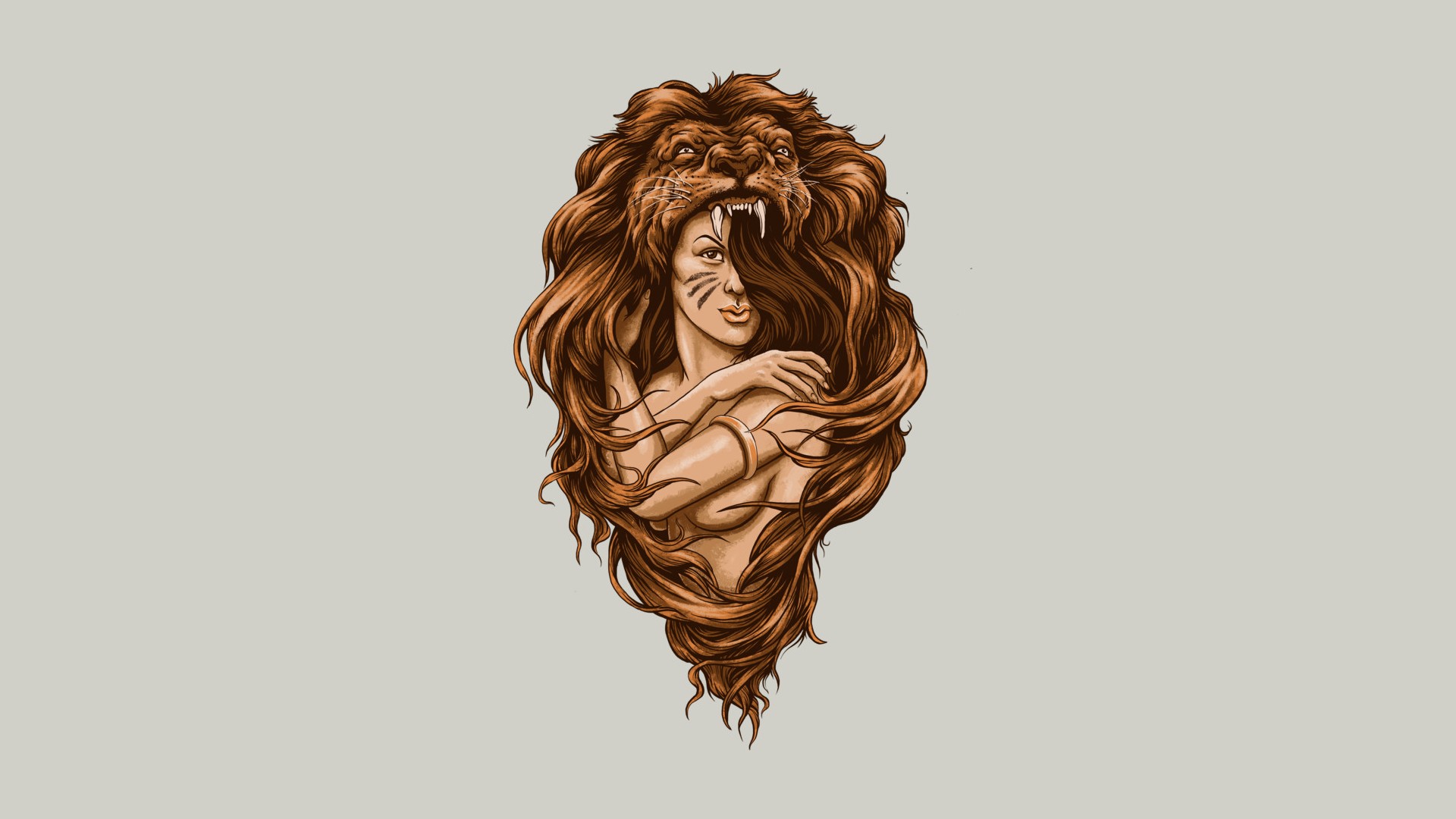 Lion, Brunette, Abstract Wallpaper - Lion Abstract Wallpaper Hd , HD Wallpaper & Backgrounds