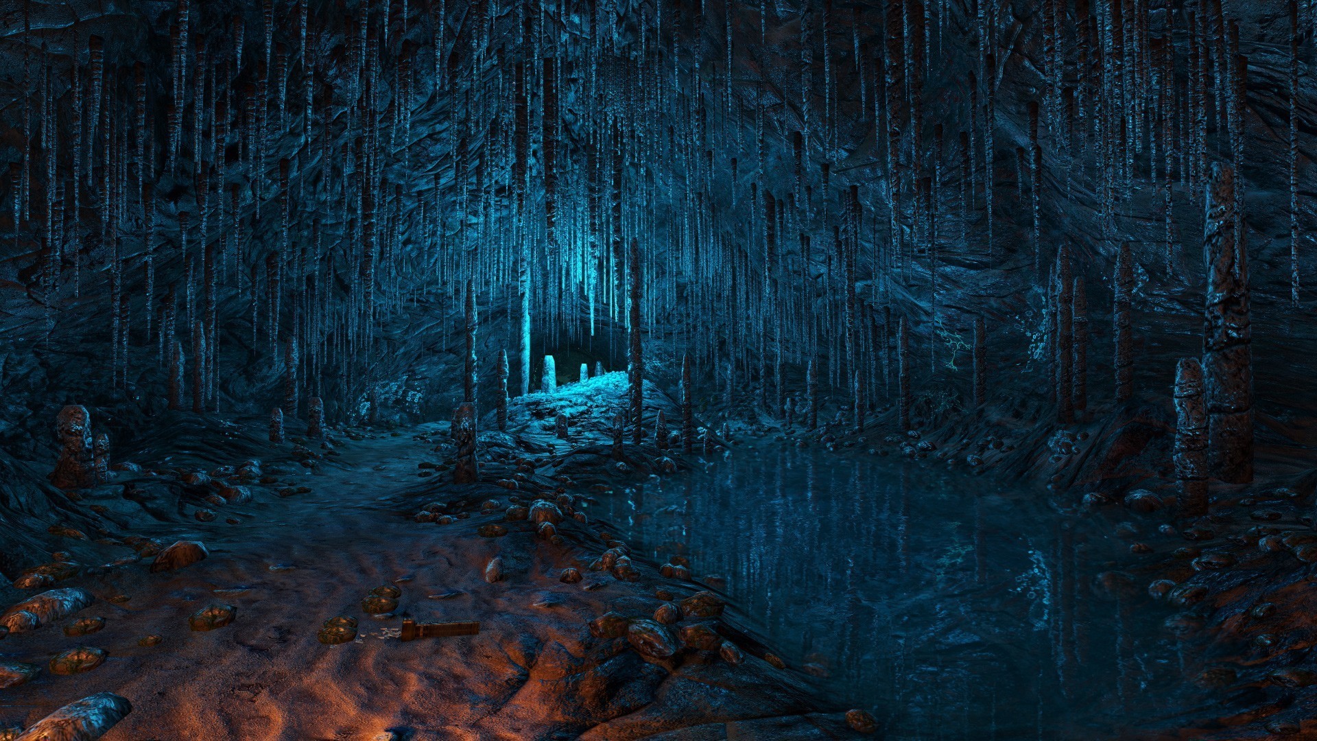 Blue Stalactites , HD Wallpaper & Backgrounds
