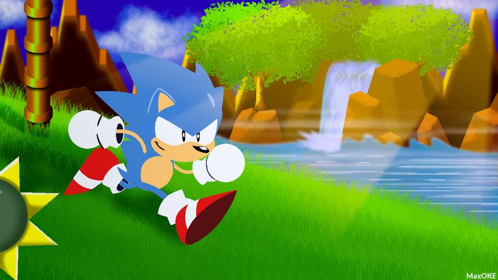 Sonic The Hedgehog - Sonic Green Hill Zone Background , HD Wallpaper & Backgrounds
