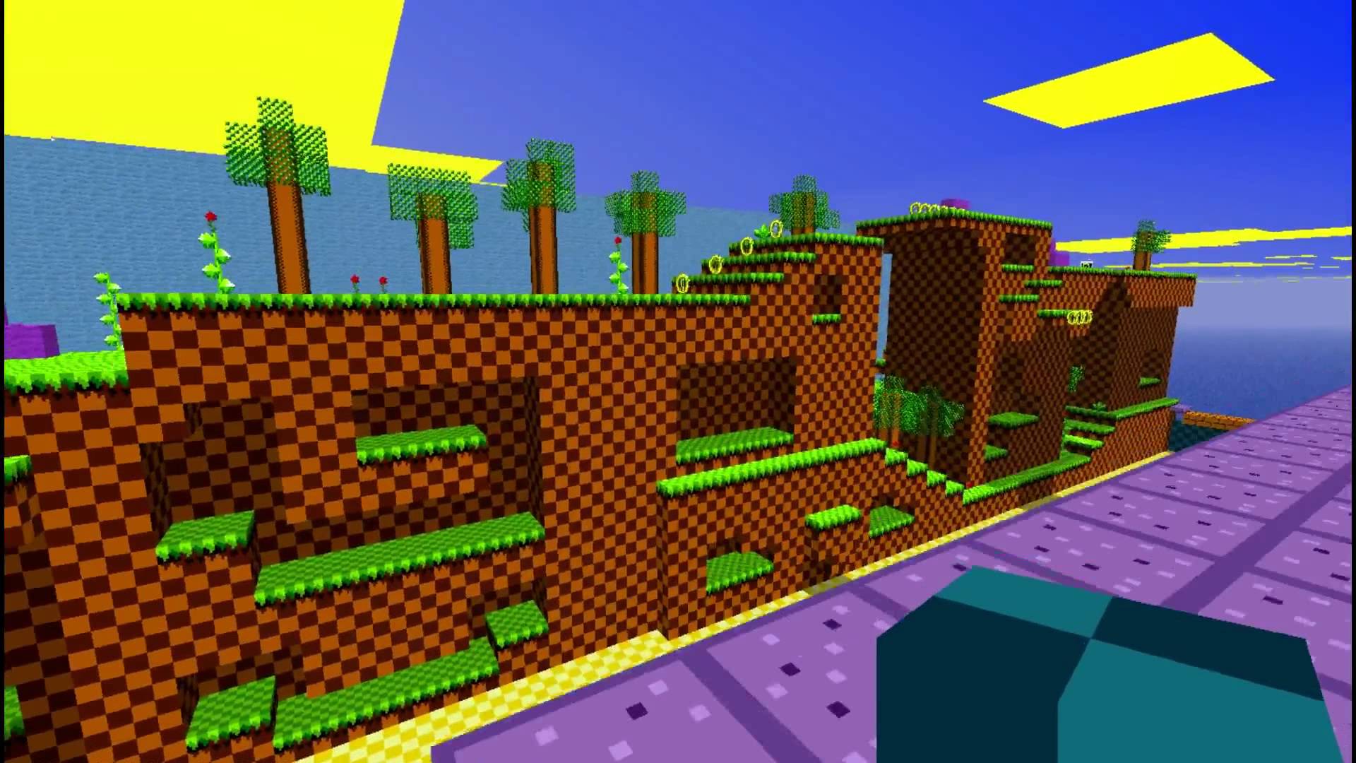 Minecraft Sonic Green Hill Zone , HD Wallpaper & Backgrounds