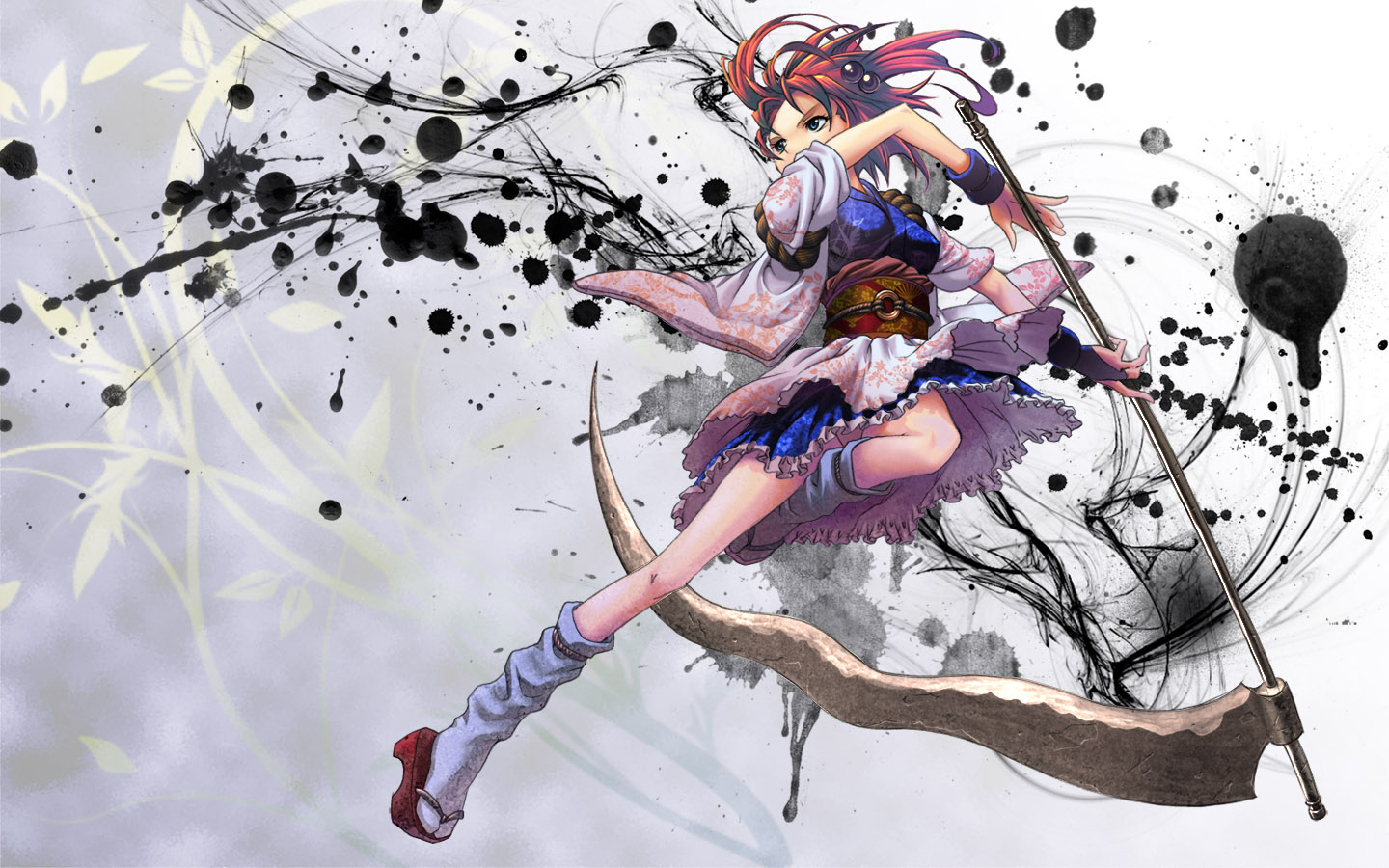 Touhou Wallpaper - Anime Girl With Death Scythe , HD Wallpaper & Backgrounds