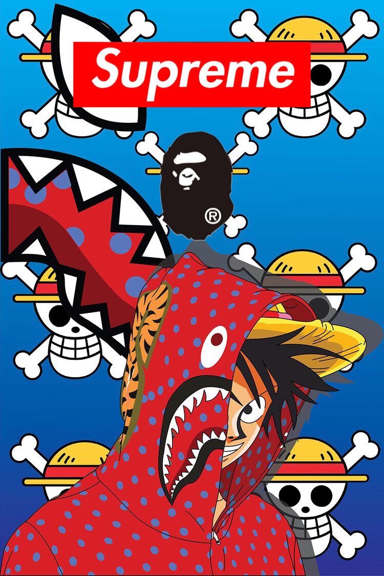 Supreme×ape×one Piece Naruto Wallpaper, Iphone Wallpaper, - One Piece Luffy Bape , HD Wallpaper & Backgrounds