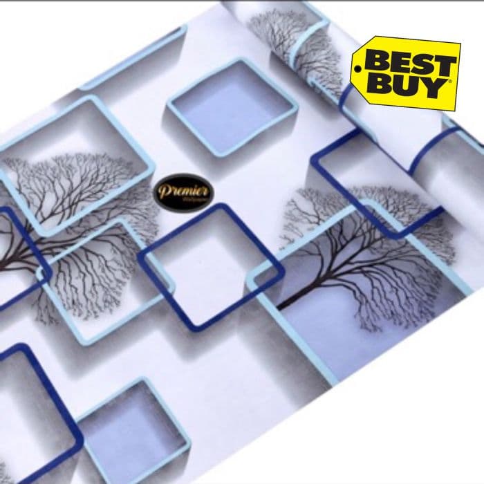 3d Pohon Kotak Biru Wallpaper 45cm X 10m - Best Buy , HD Wallpaper & Backgrounds