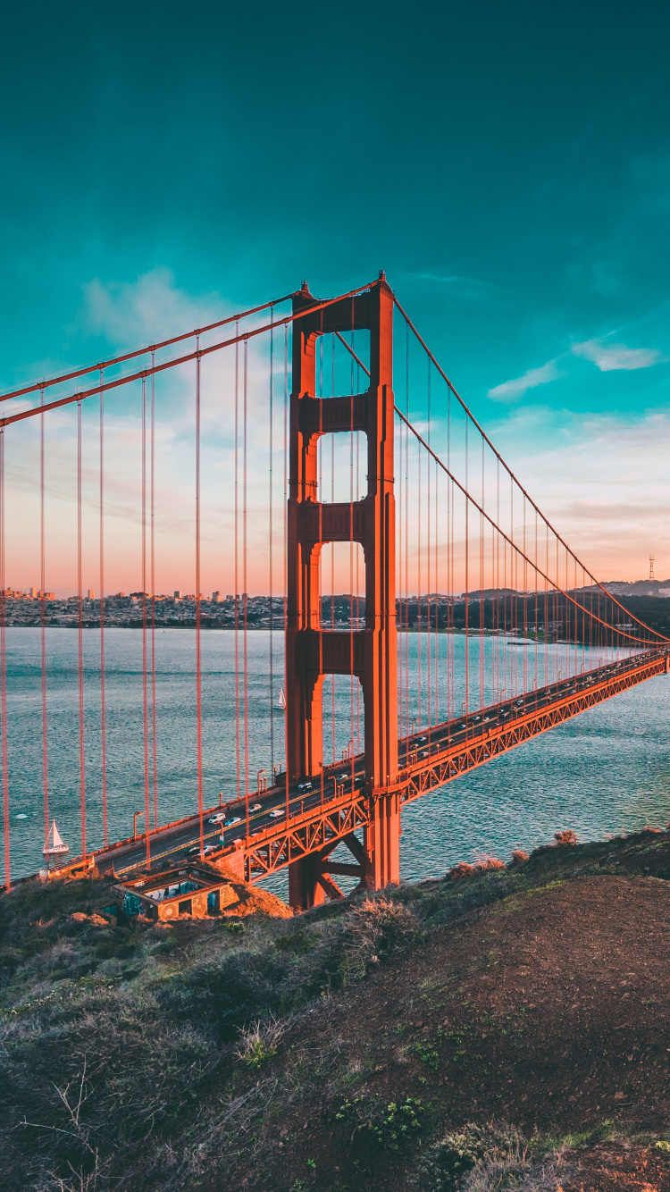 Horizon, Morning, Bridge, Golden Gate Bridge, Sky Wallpaper - San Francisco Bridge , HD Wallpaper & Backgrounds