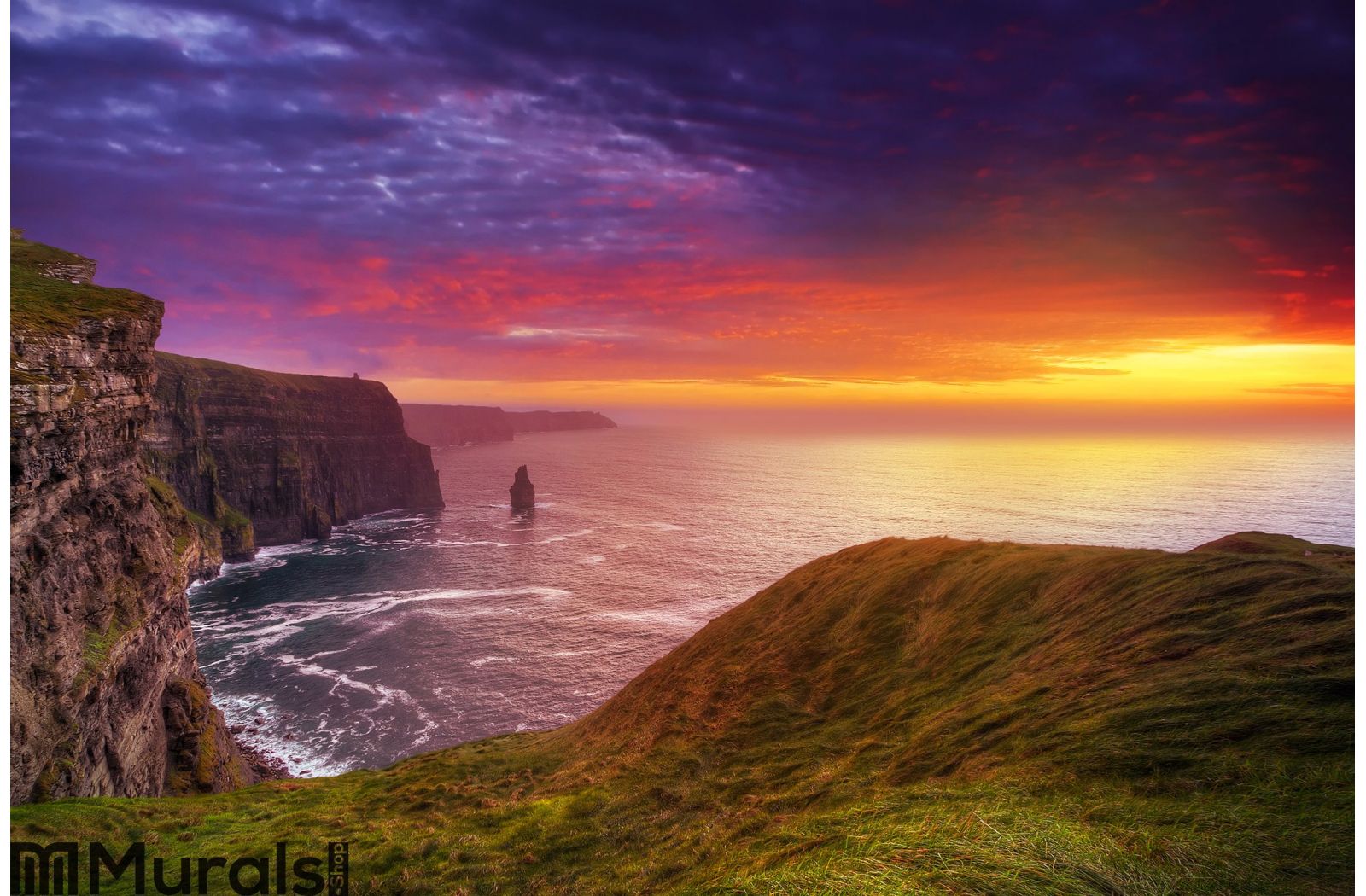 Amazing Sunset At Cliffs Of Moher Wall Mural Wall Tapestry - Beautiful Landscapes In Ireland , HD Wallpaper & Backgrounds