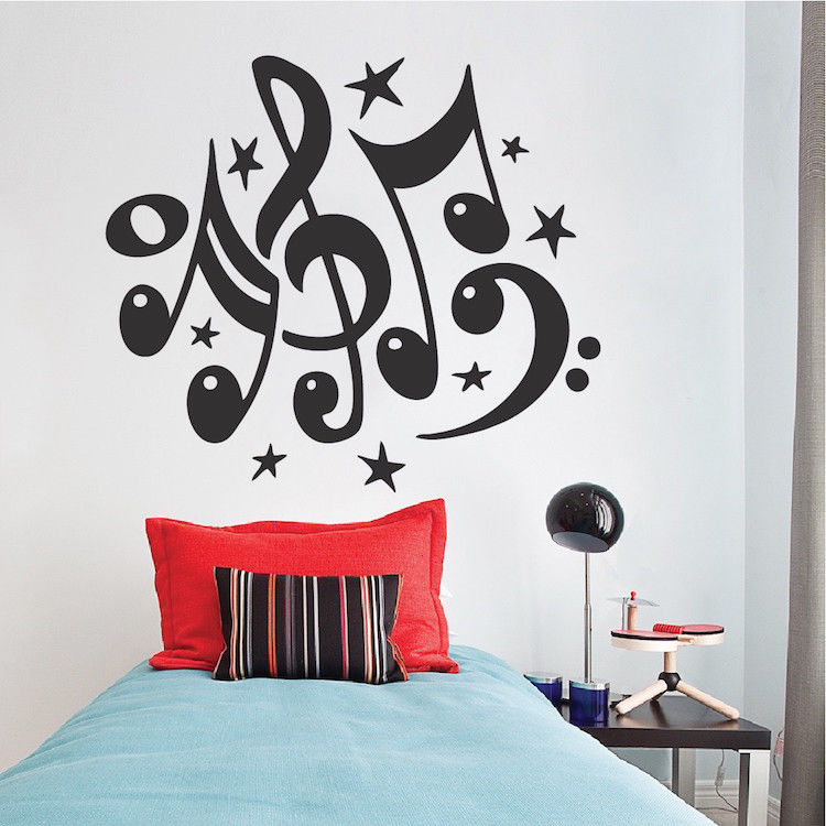 Details About Music Note Wall Decal Wallpaper Treble - Music Wall Art Designs , HD Wallpaper & Backgrounds