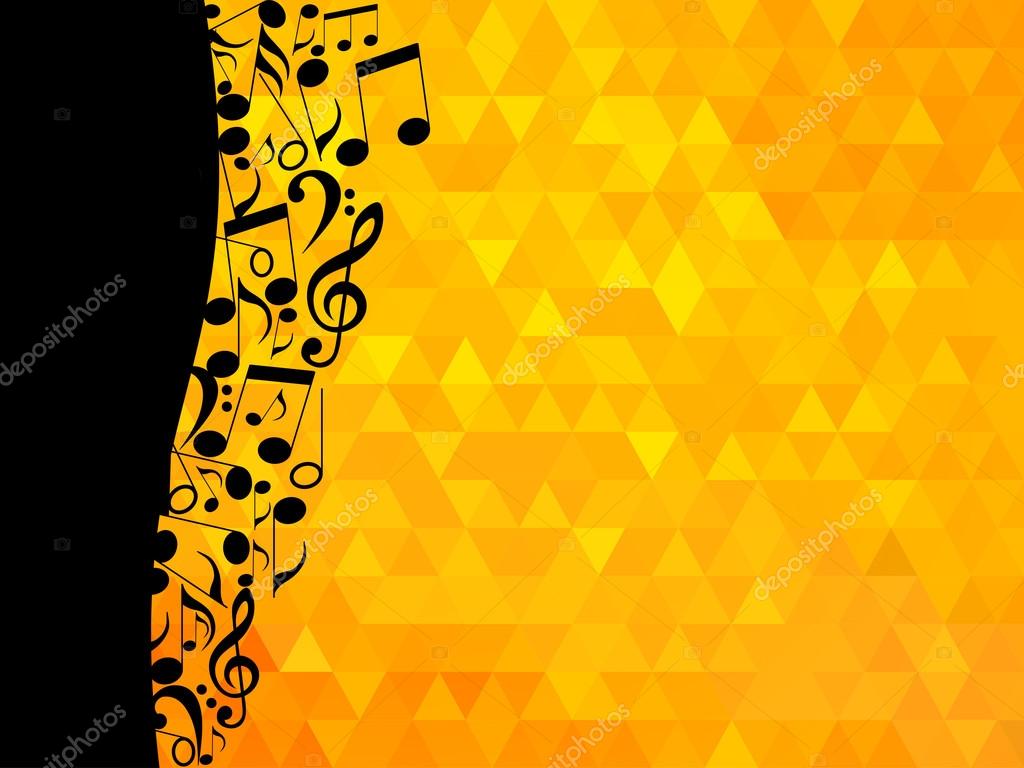 Musical Notes And Treble Clef On A Golden Background - Yellow Music Notes Background , HD Wallpaper & Backgrounds